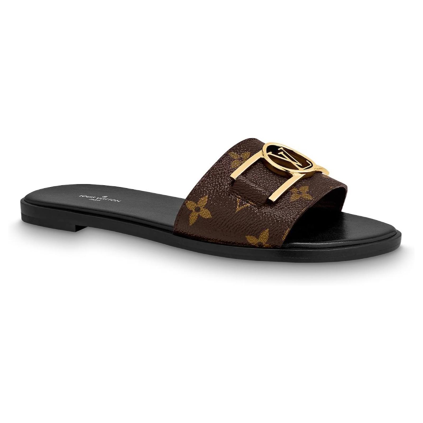 Louis Vuitton, Shoes, Louis Vuitton Lock It Brown Monogram Slide Mule Shoes  Sandals 4