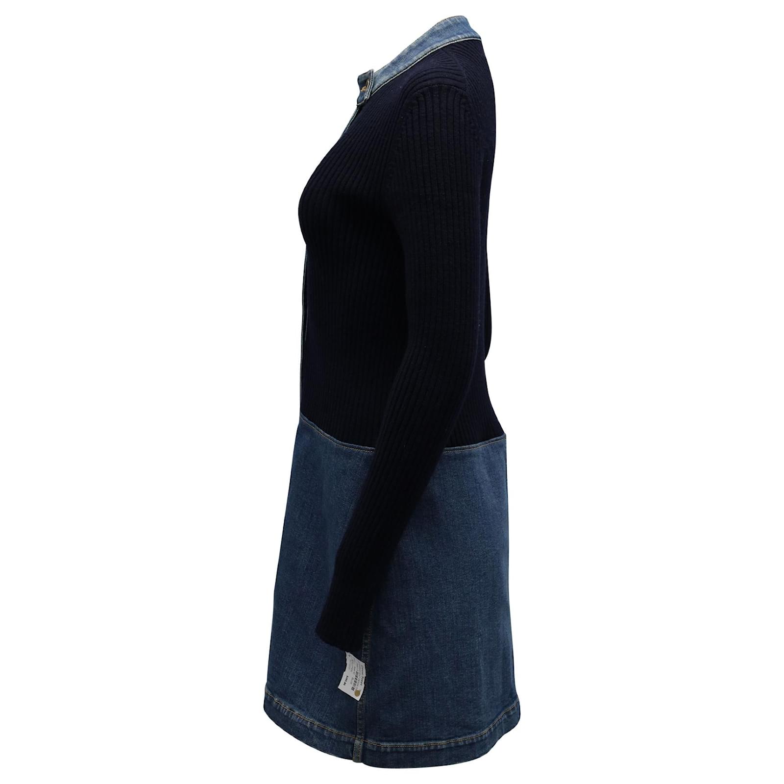 Louis Vuitton Stonewashed Denim Bi-material Dress in Blue