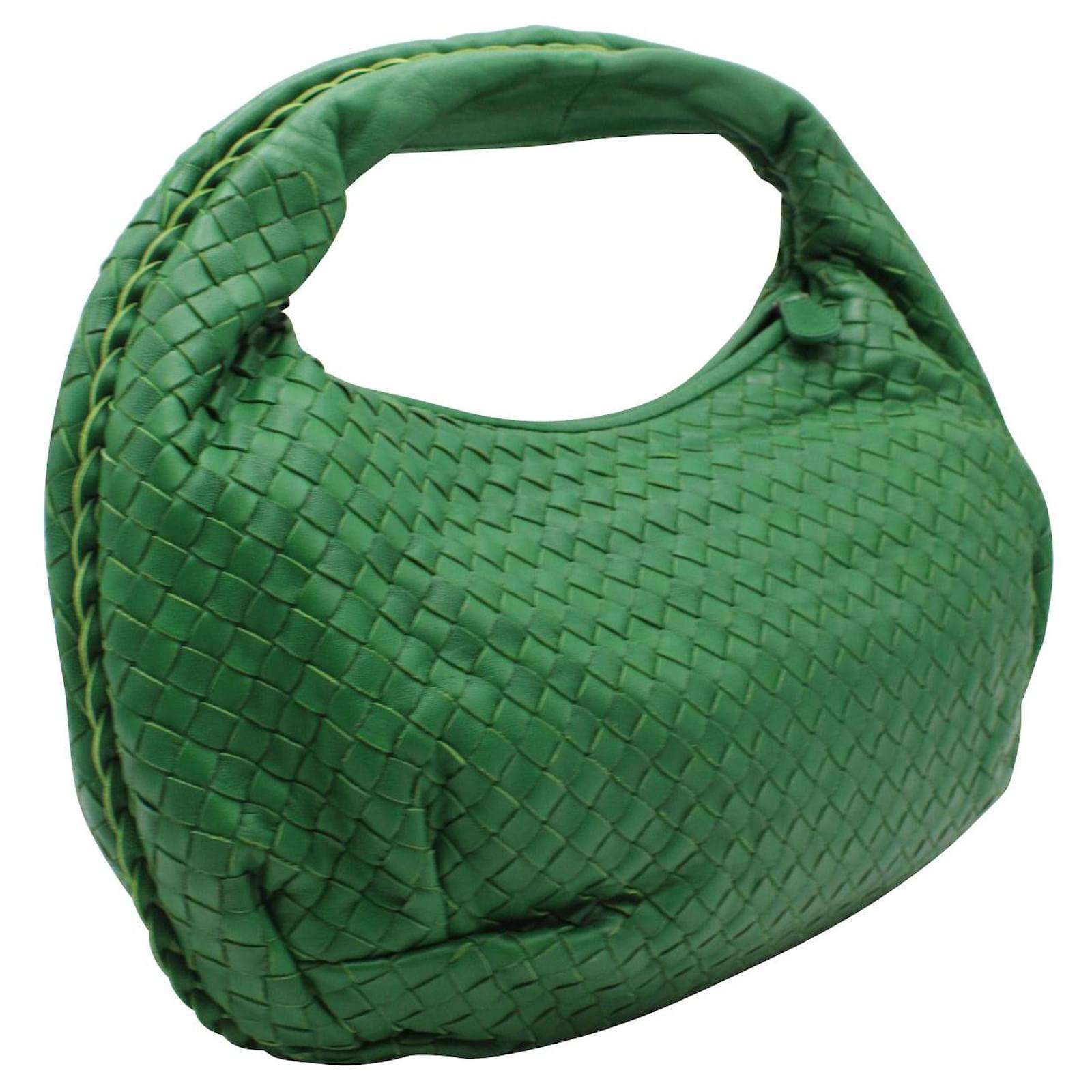 Bottega Veneta Green Intrecciato Leather Medium Veneta Hobo