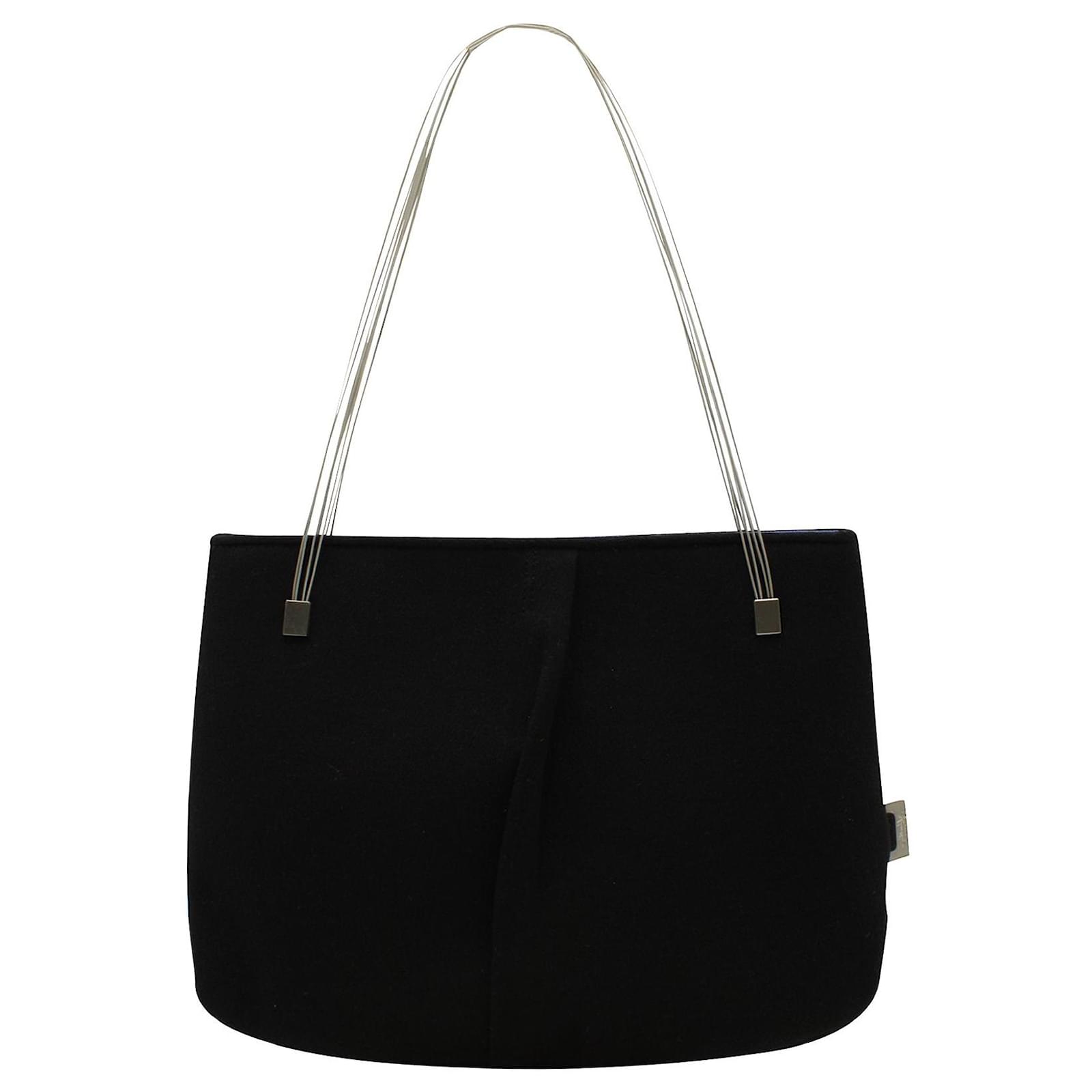 Autre Marque Black Shoulder Bag with Wire Handles by Designer