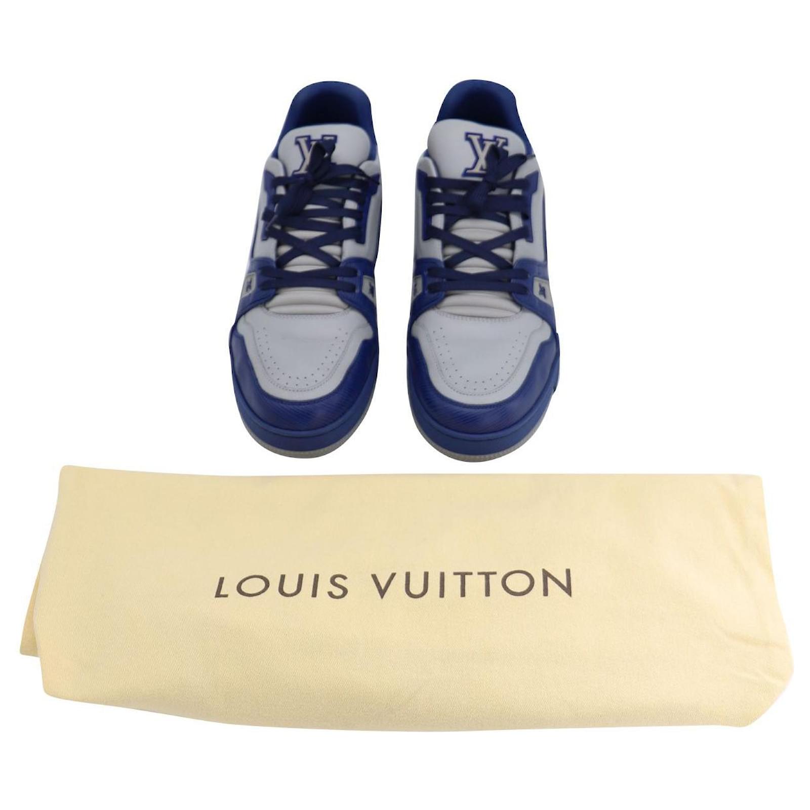 Louis Vuitton Trainer Sneakers in Blue Marine Leather - US10 Navy