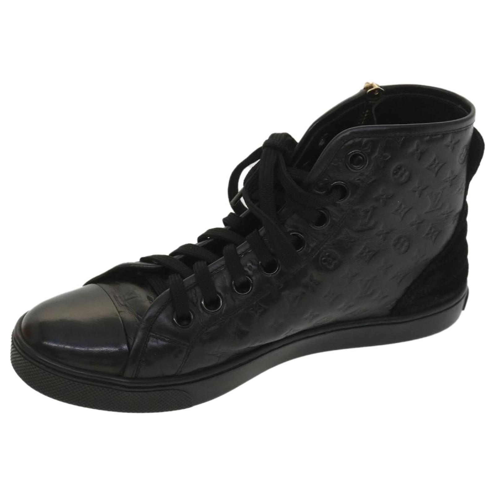 LOUIS VUITTON Monogram High Top Sneakers Leather 36 1/2 Black LV Auth 37865  ref.846690 - Joli Closet