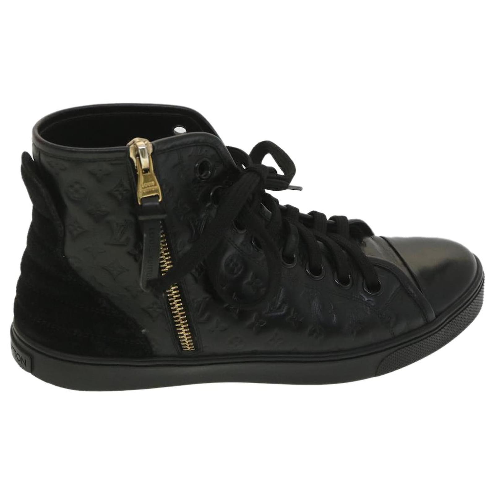 LOUIS VUITTON Monogram High Top Sneakers Leather 36 1/2 Black LV Auth 37865  ref.846690 - Joli Closet