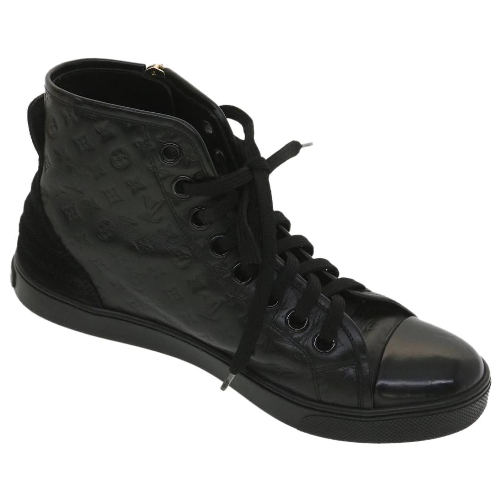 LOUIS VUITTON Monogram High Top Sneakers Leather 36 1/2 Black LV Auth 37865  ref.846690 - Joli Closet