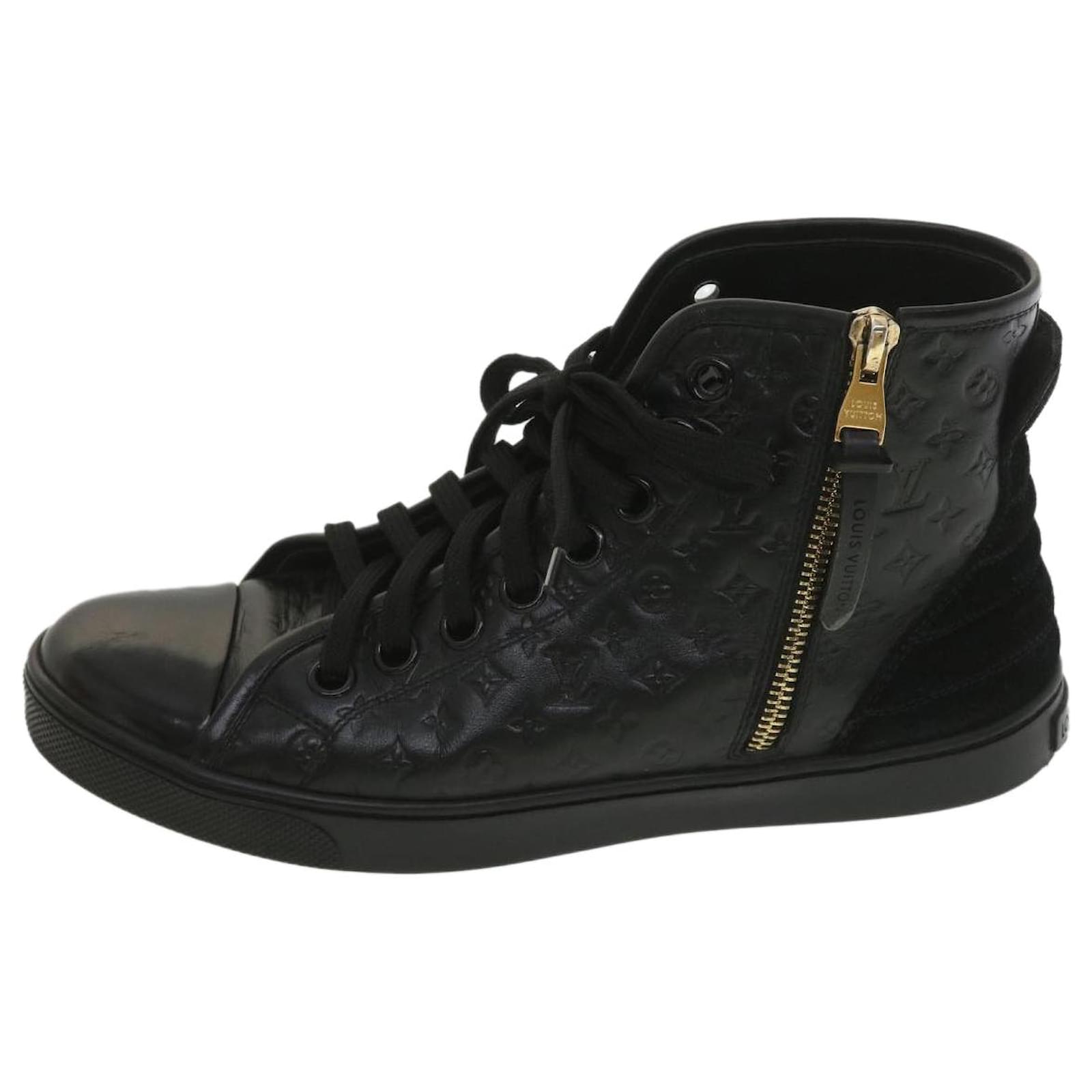 LOUIS VUITTON Monogram High Top Sneakers Leather 36 1/2