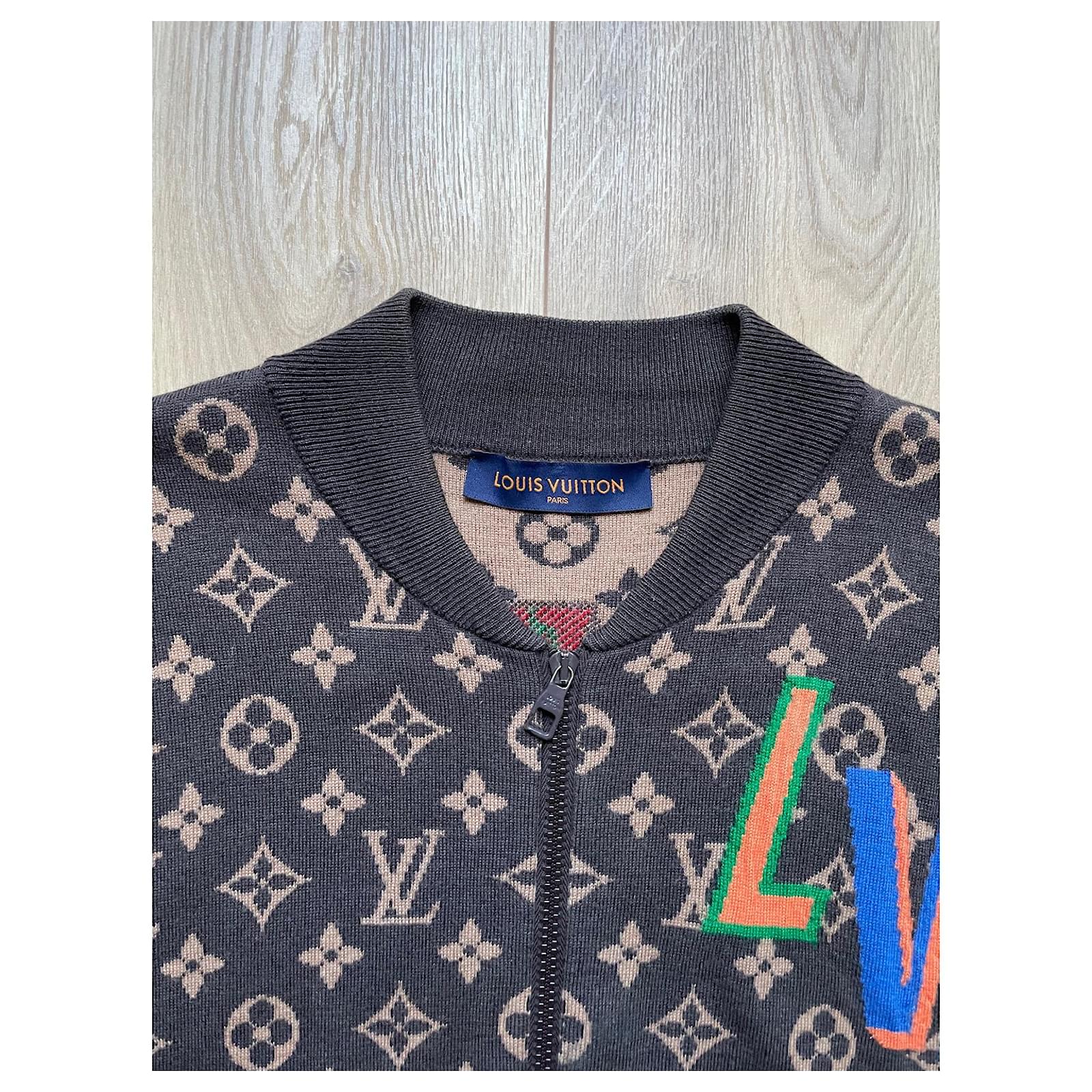 Louis Vuitton x NBA Brown Monogram Jacquard Wool Zip Front