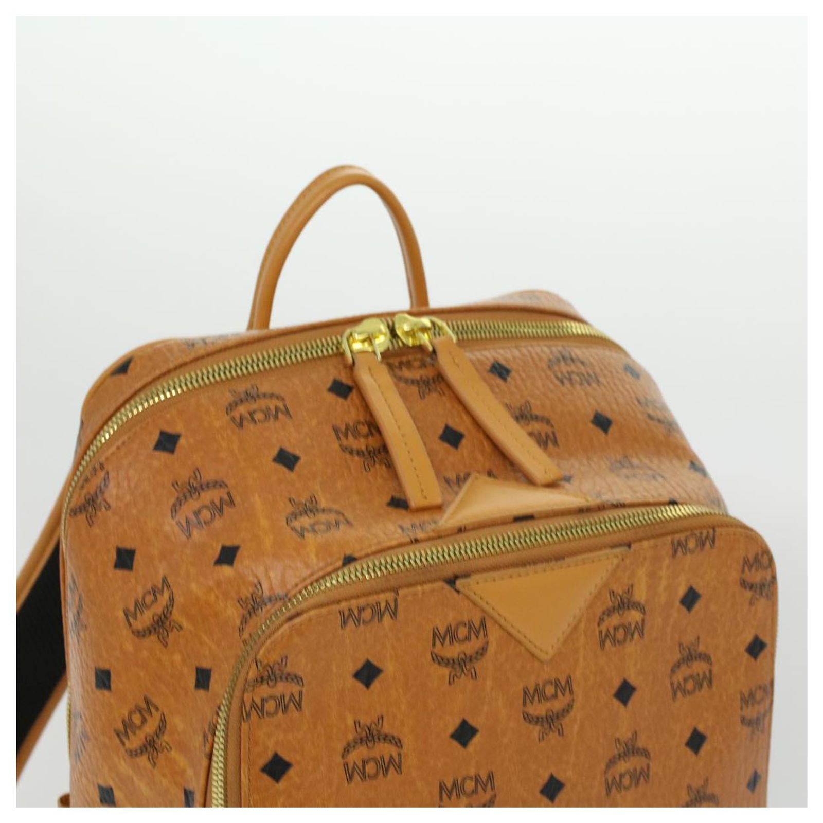 MCM Logogram Backpack PVC Leather Brown Auth ki2560 ref 