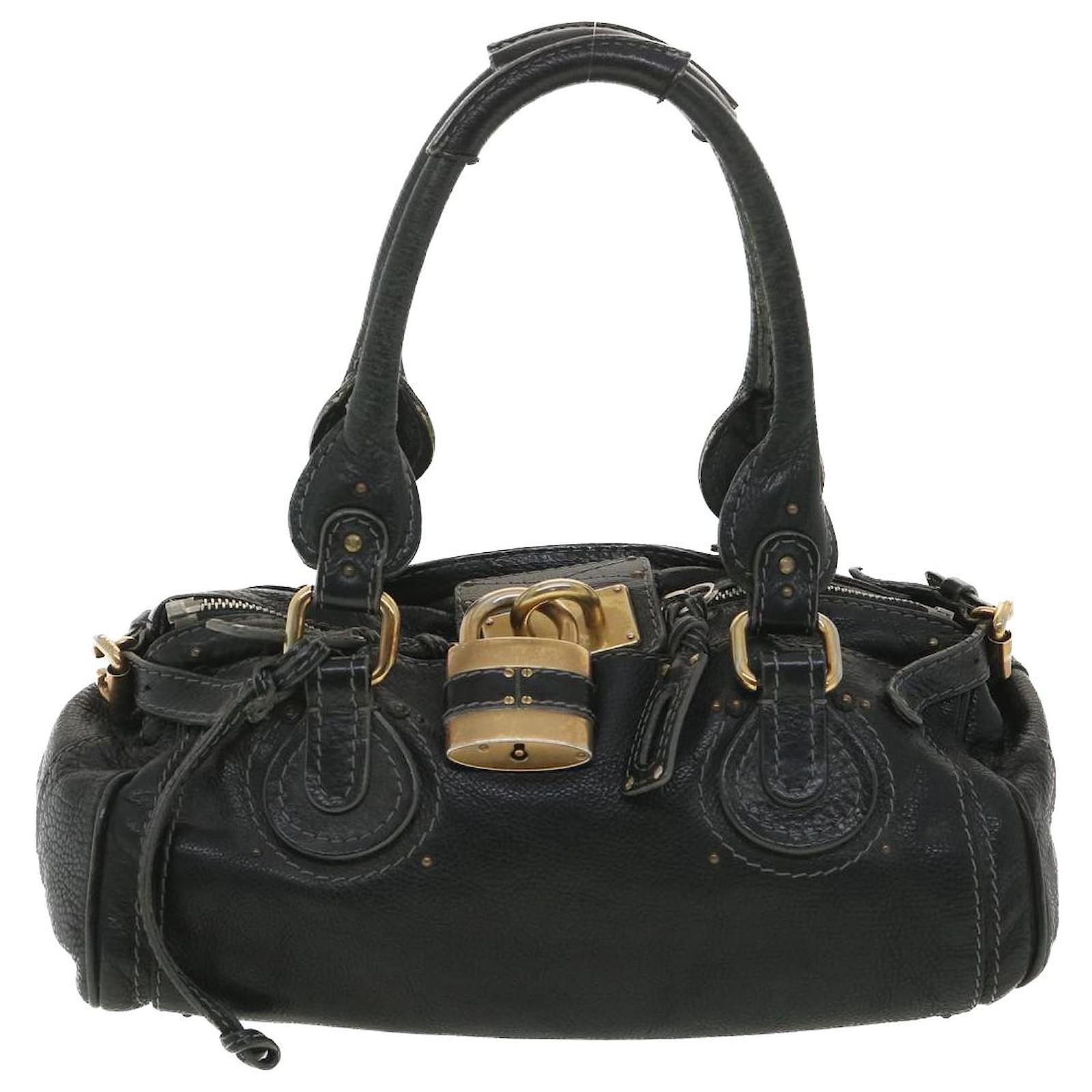 バッグ Chloe Paddington Leather Hand Bag black Chloé Chloe Paddington Hand Bag Leather Black 03-05-53 auth