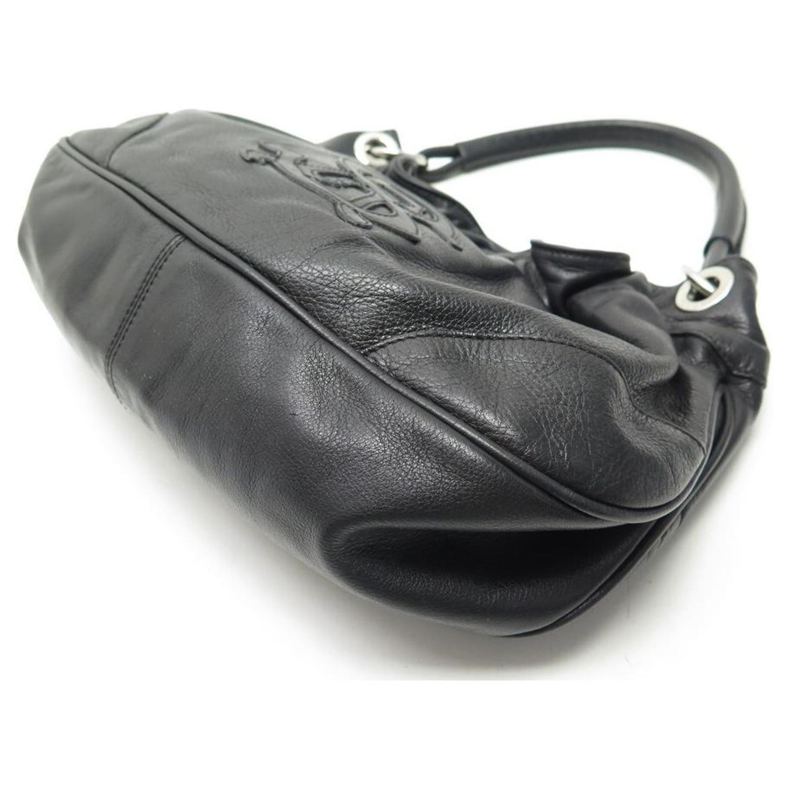 SONIA RYKIEL LOGO SR SHOULDER BAG LEATHER LEATHER PURSE HAND BAG 