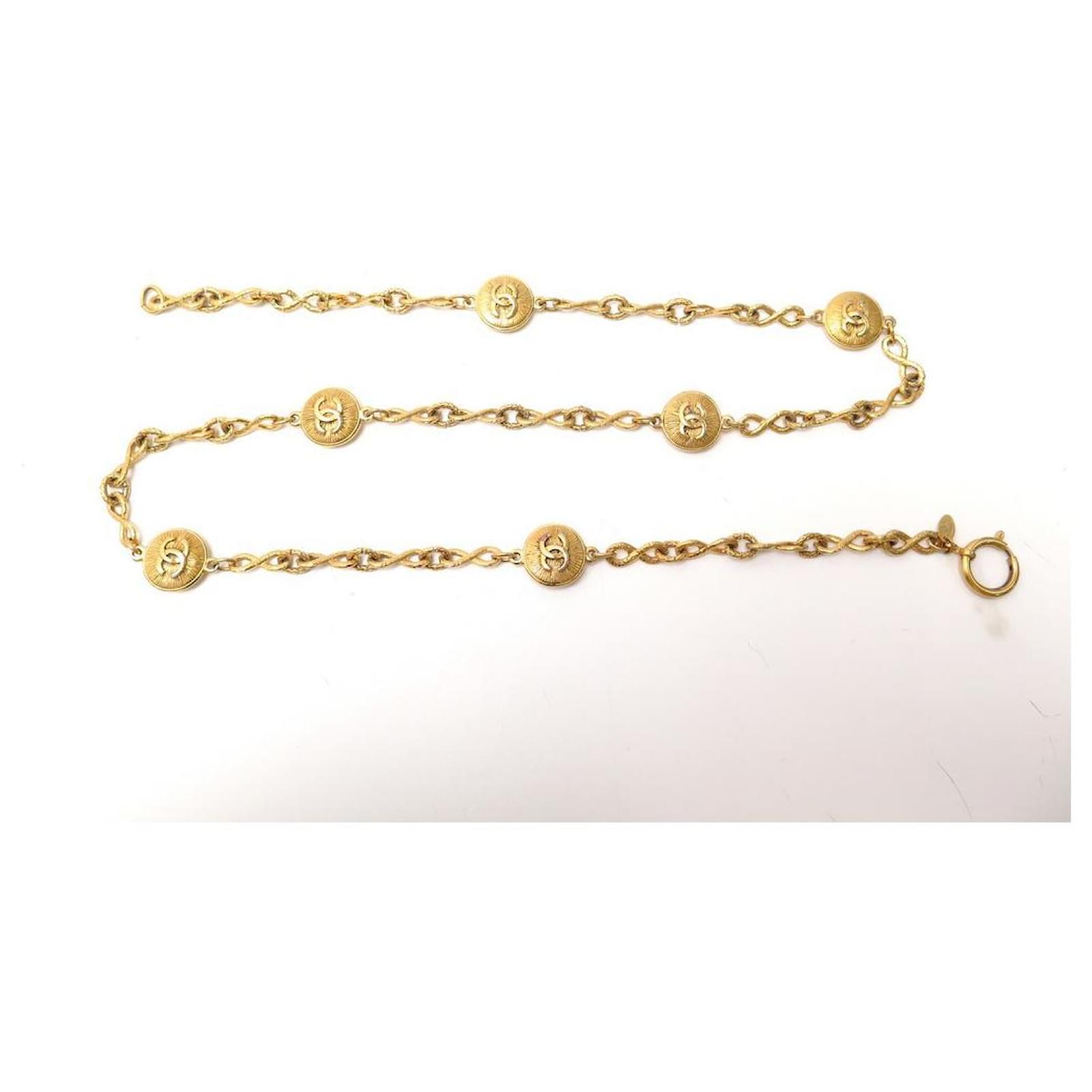 1990s Chanel Gold Tone Logo ID Belt or Necklace