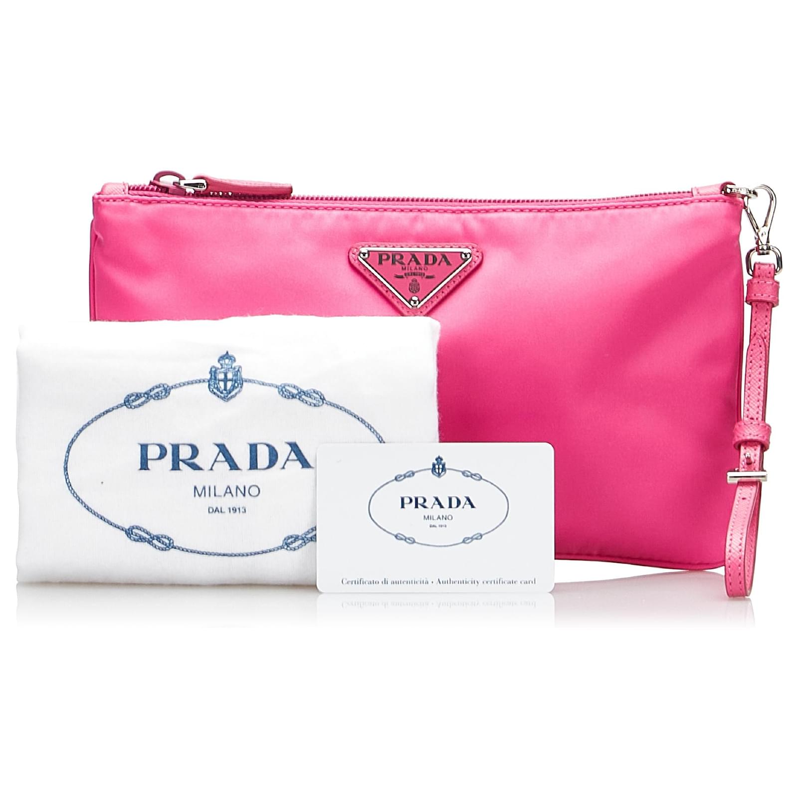 Prada Pink Tessuto Clutch Bag Nylon Cloth ref.850101 - Joli Closet