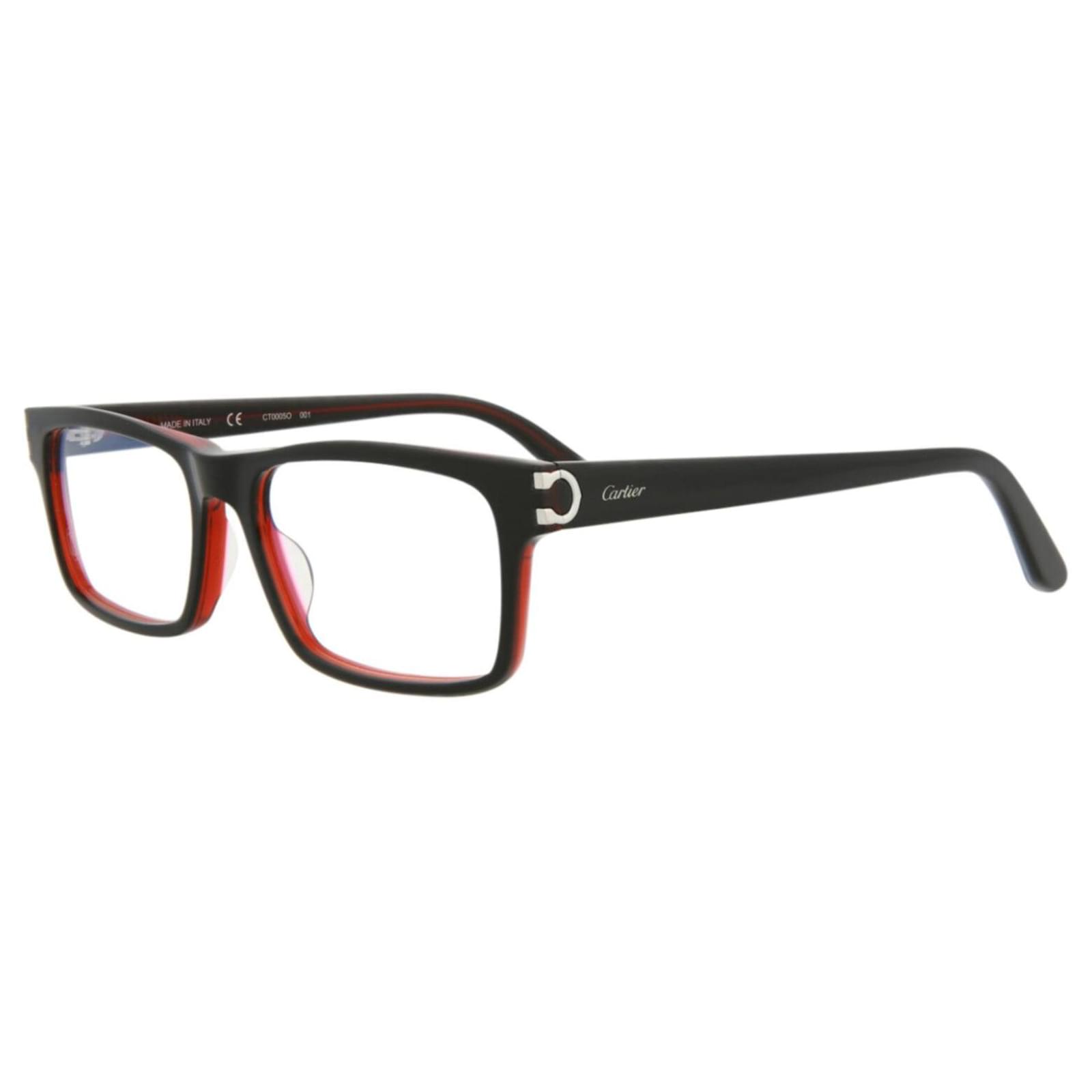 Cartier Square Frame Acetate Optical Frames Black Cellulose fibre