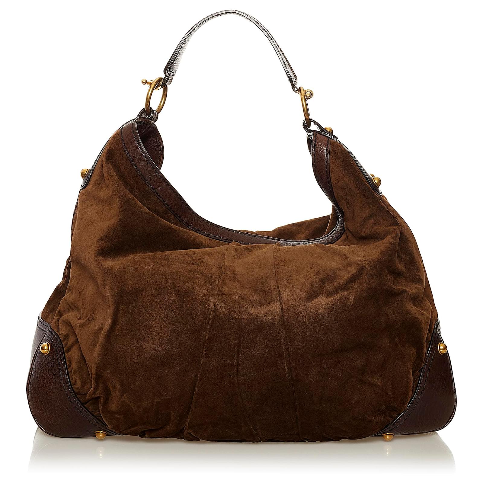 Gucci Hobo Large Jockey 868202 Brown Suede Leather Shoulder Bag, Gucci