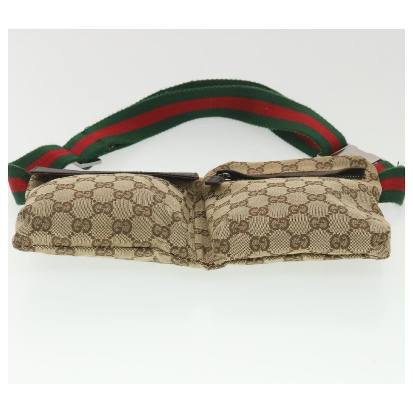 Auth VB18 GUCCI GG canvas Fanny Pack Bum Bag waist pouch sherry line