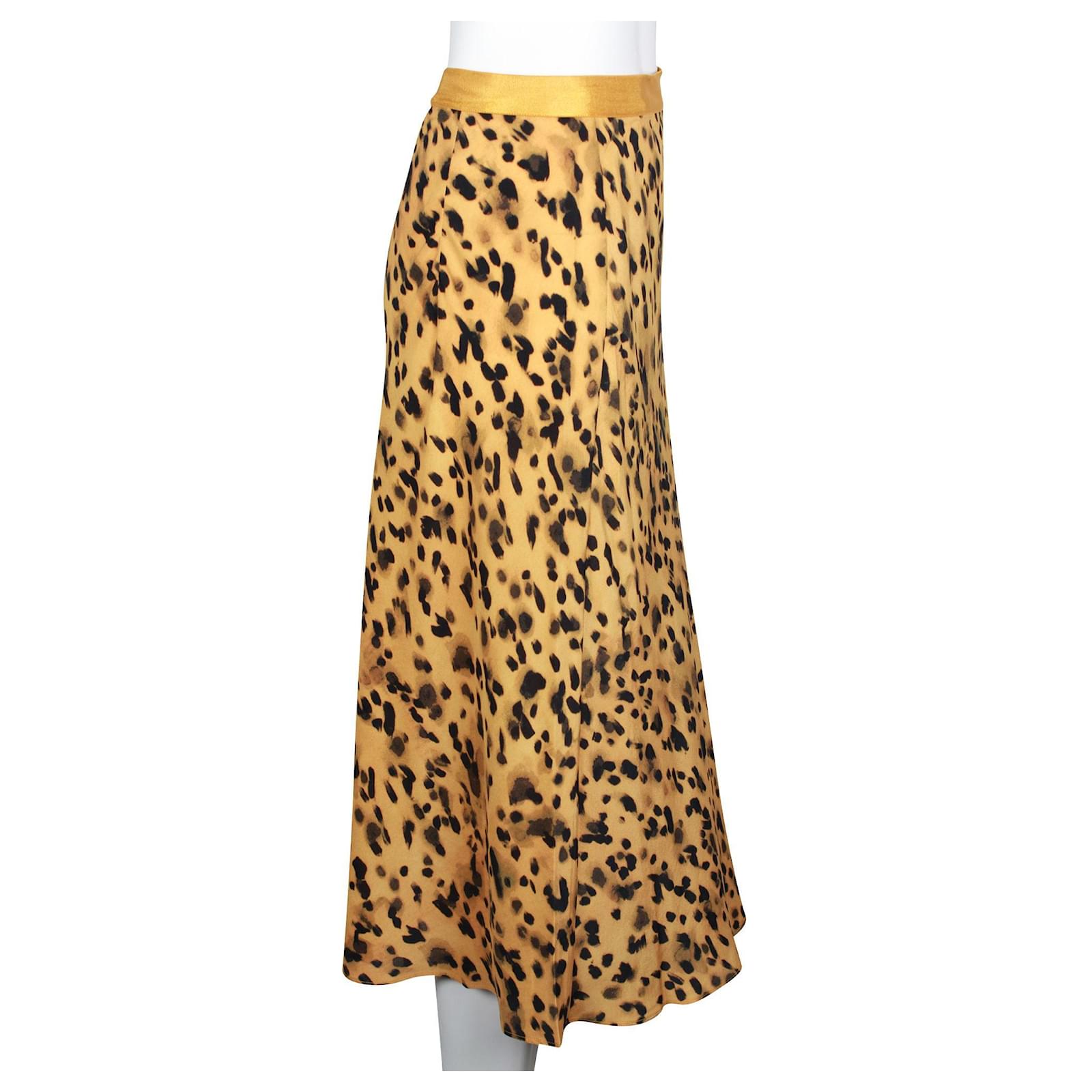 Autre Marque Anine Bing Animal Print Silk Midi Skirt ref.853132