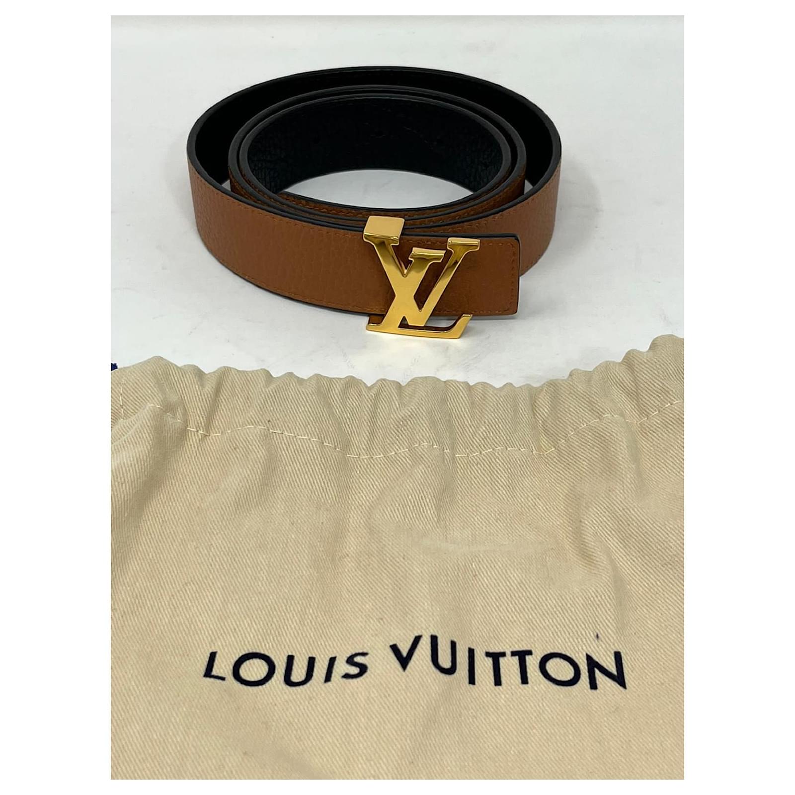Louis Vuitton LV Initiales 30 mm Reversible Belt Monogram Tan Brown