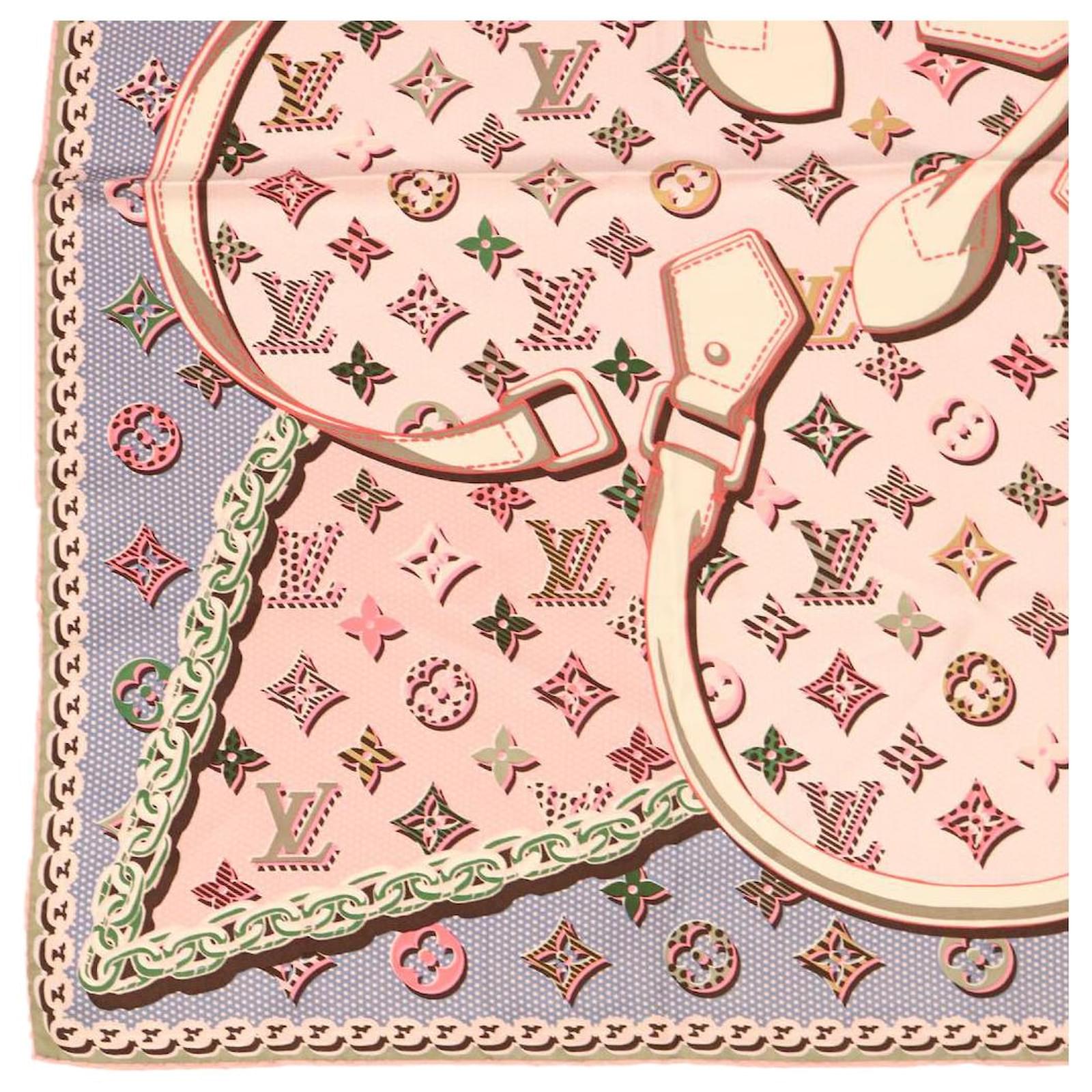 Louis Vuitton Boyfriend Pop Monogram Scarf Silk Rose Fluo Pink Lv