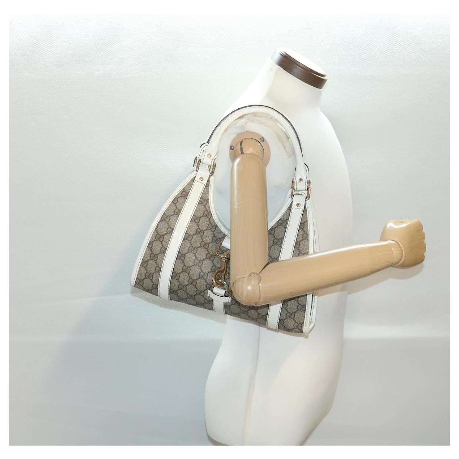 GUCCI GG Supreme Hand Bag PVC Leather Beige 203495 auth