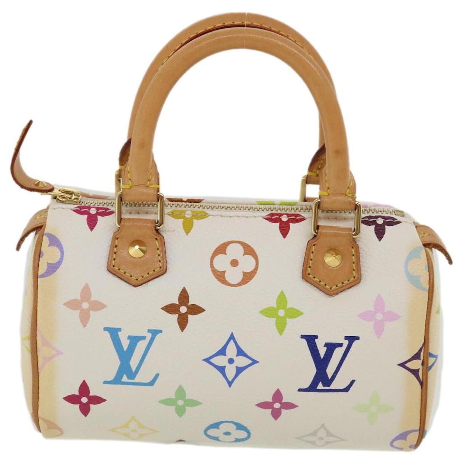 Louis Vuitton Monogram Multicolor Mini Speedy Hand Bag White M92645 Auth am1710g