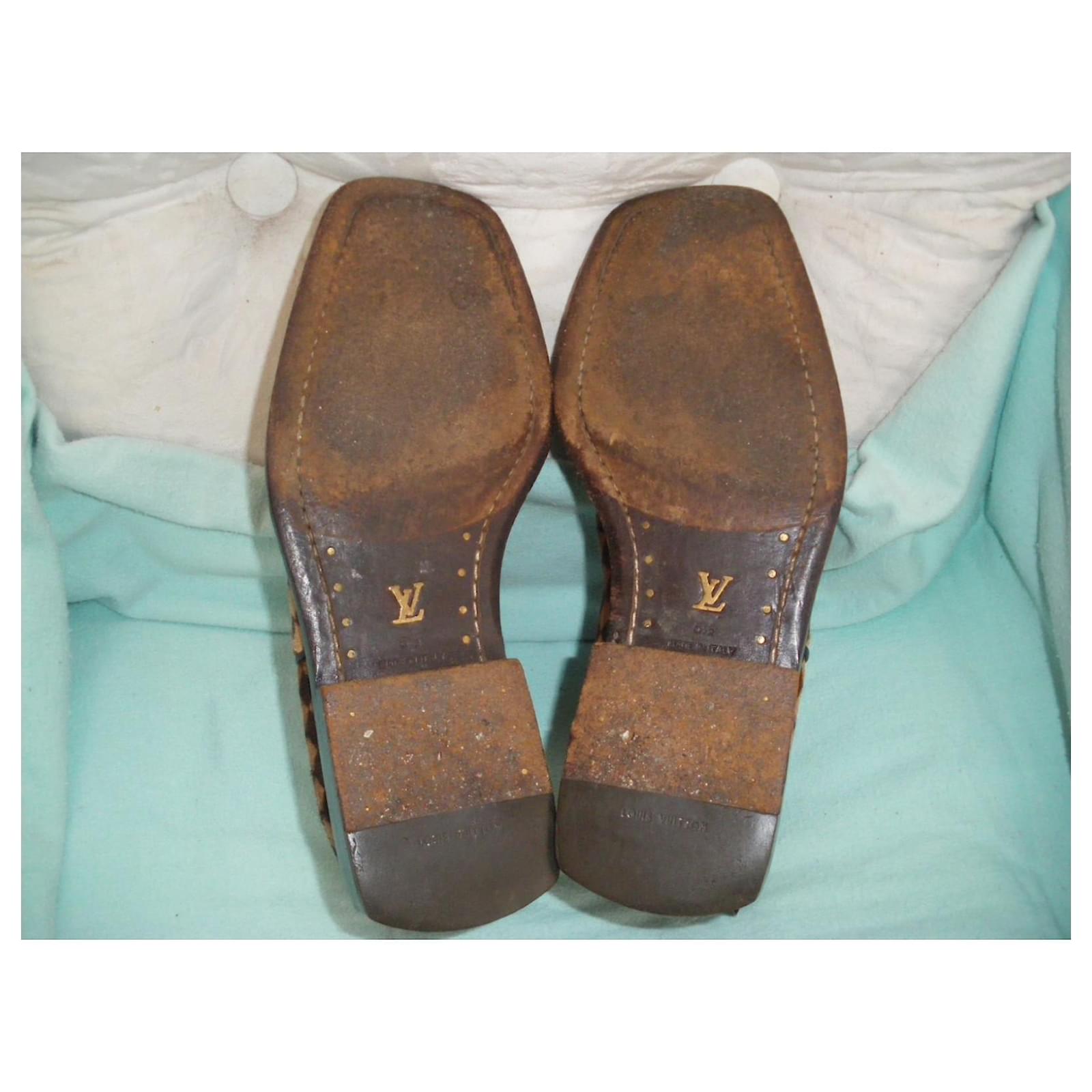 LV Men's Pony Hair Loafers, Damier Ebene, Size 9 - Footwear