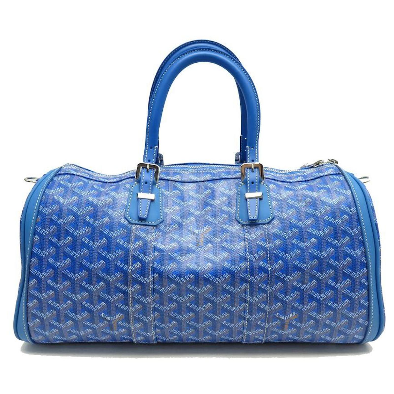 Goyard Blue Monogram Chevron Canvas Crosiere Bag.  Luxury