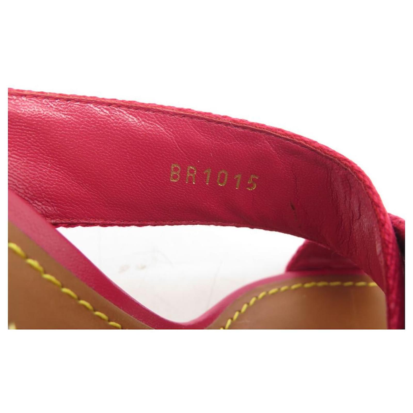 NEW LOUIS VUITTON MULES WEDGE GOLD STUD SHOES 38 SANDALS SHOES Pink Cloth  ref.854909 - Joli Closet