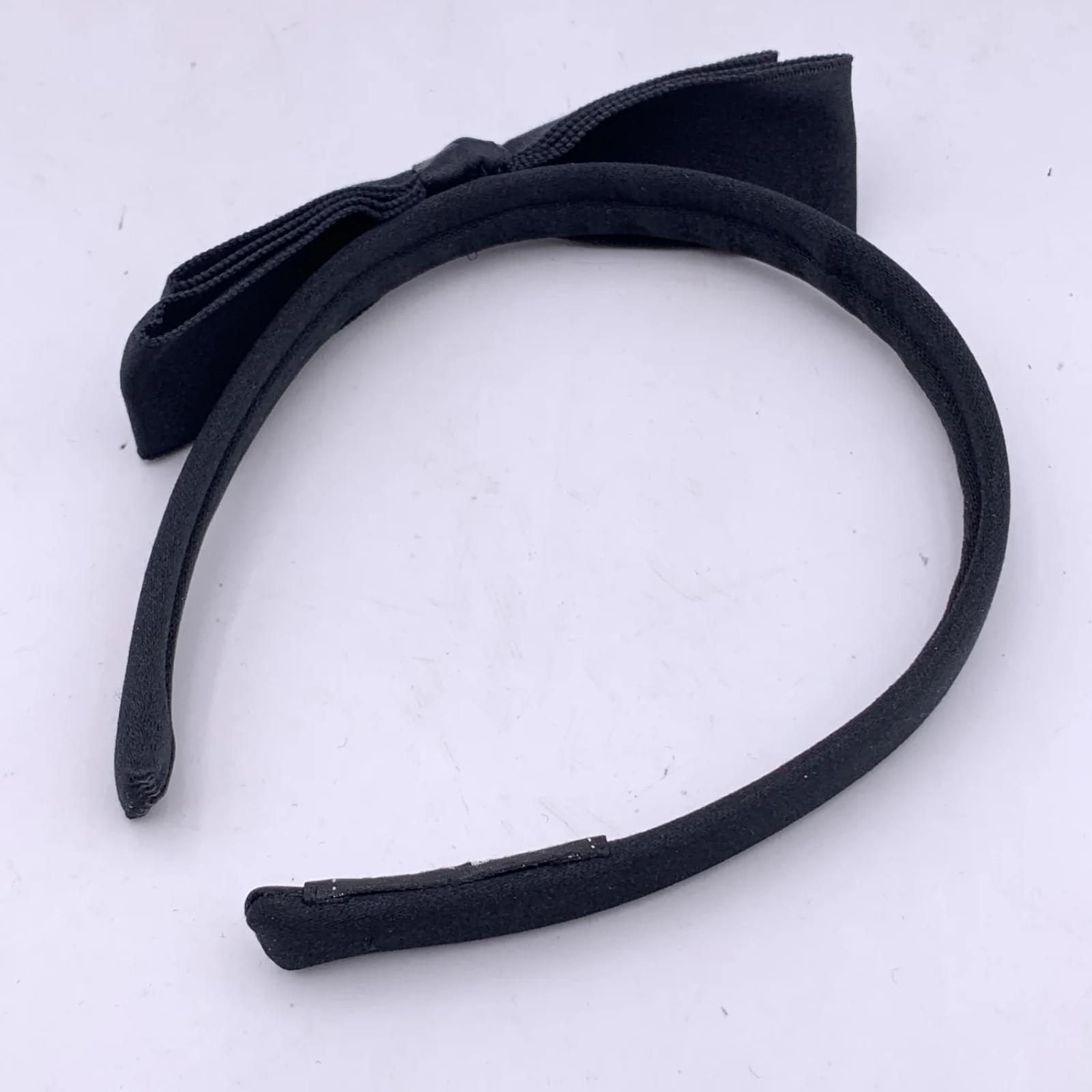 Vintage Black Silk Bow Headband Hair Accessory