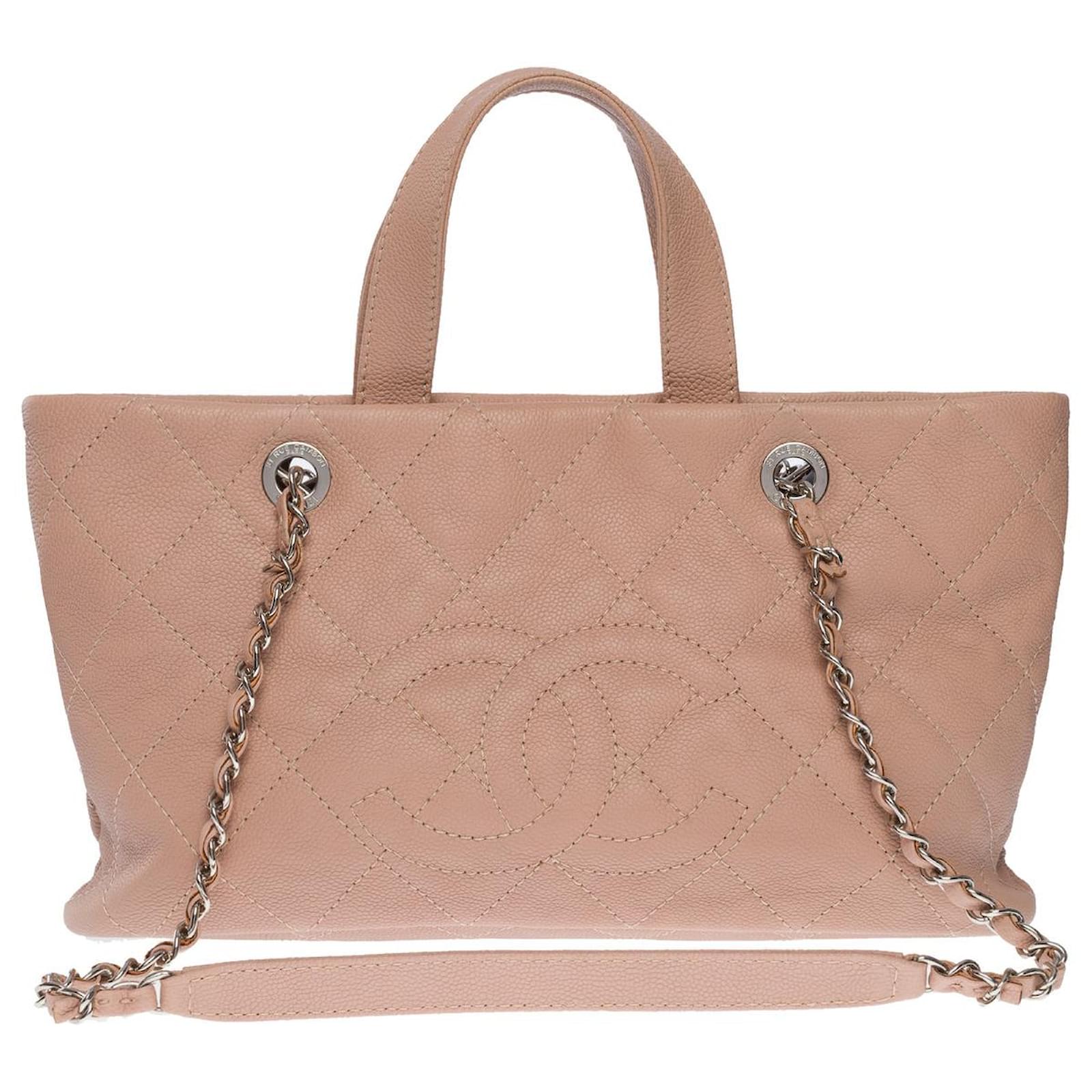 Totes Chanel Mini Shopping Tote Bag in Pink Caviar Leather