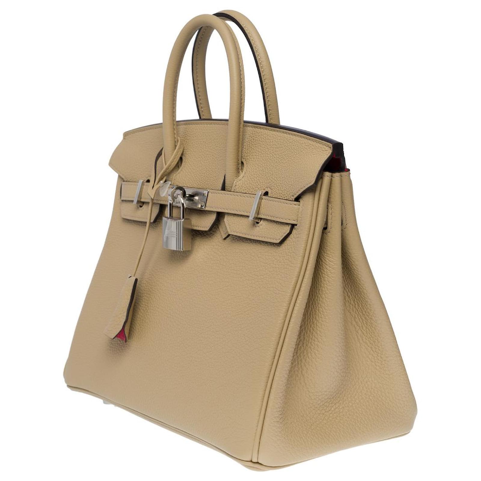 Birkin 25 leather handbag Hermès Grey in Leather - 33763779