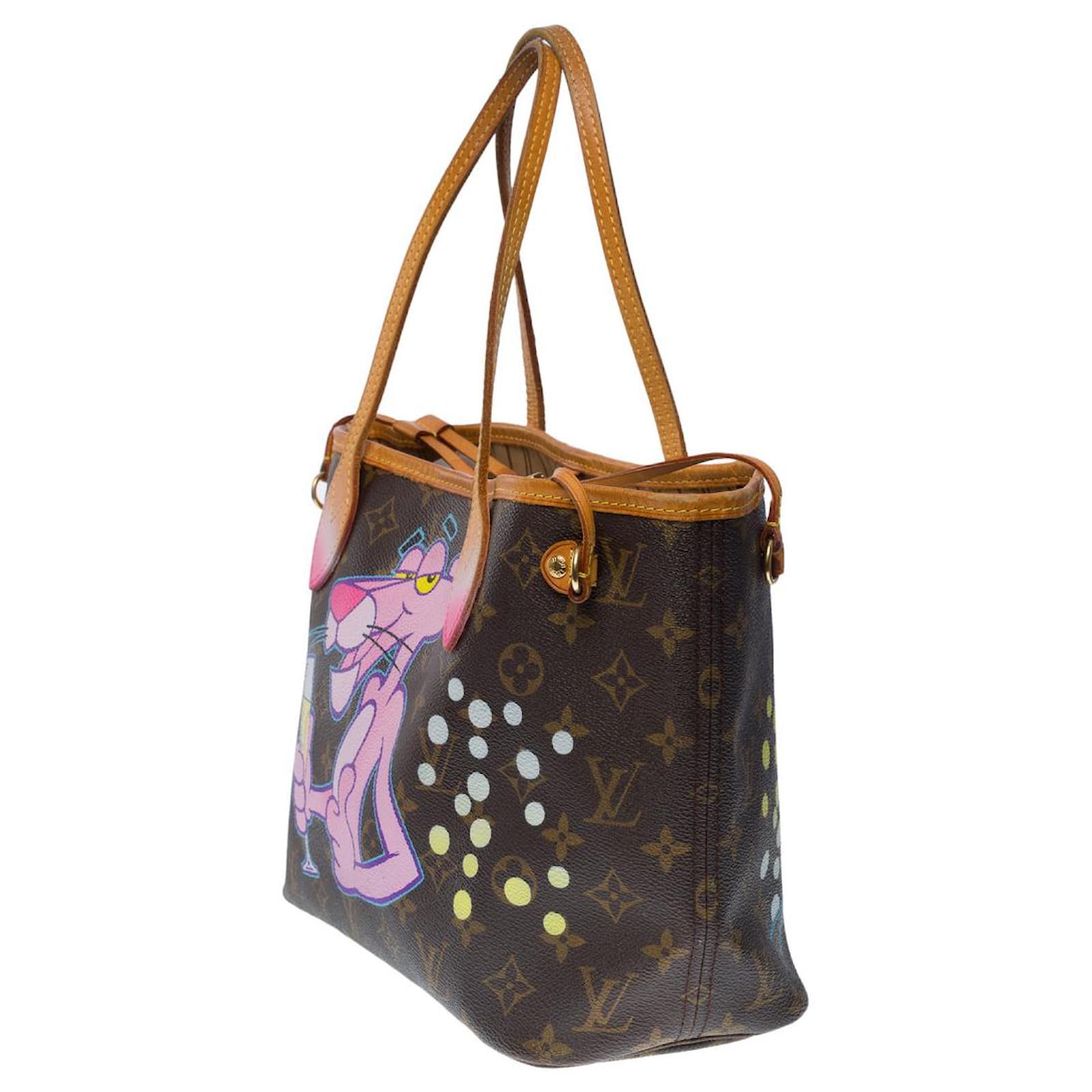 Louis Vuitton NEVERFULL PM CUSTOMIZED PINK PANTHER LOVES CHAMPAGNE TOTE  BAG Brown Cloth ref.855471 - Joli Closet