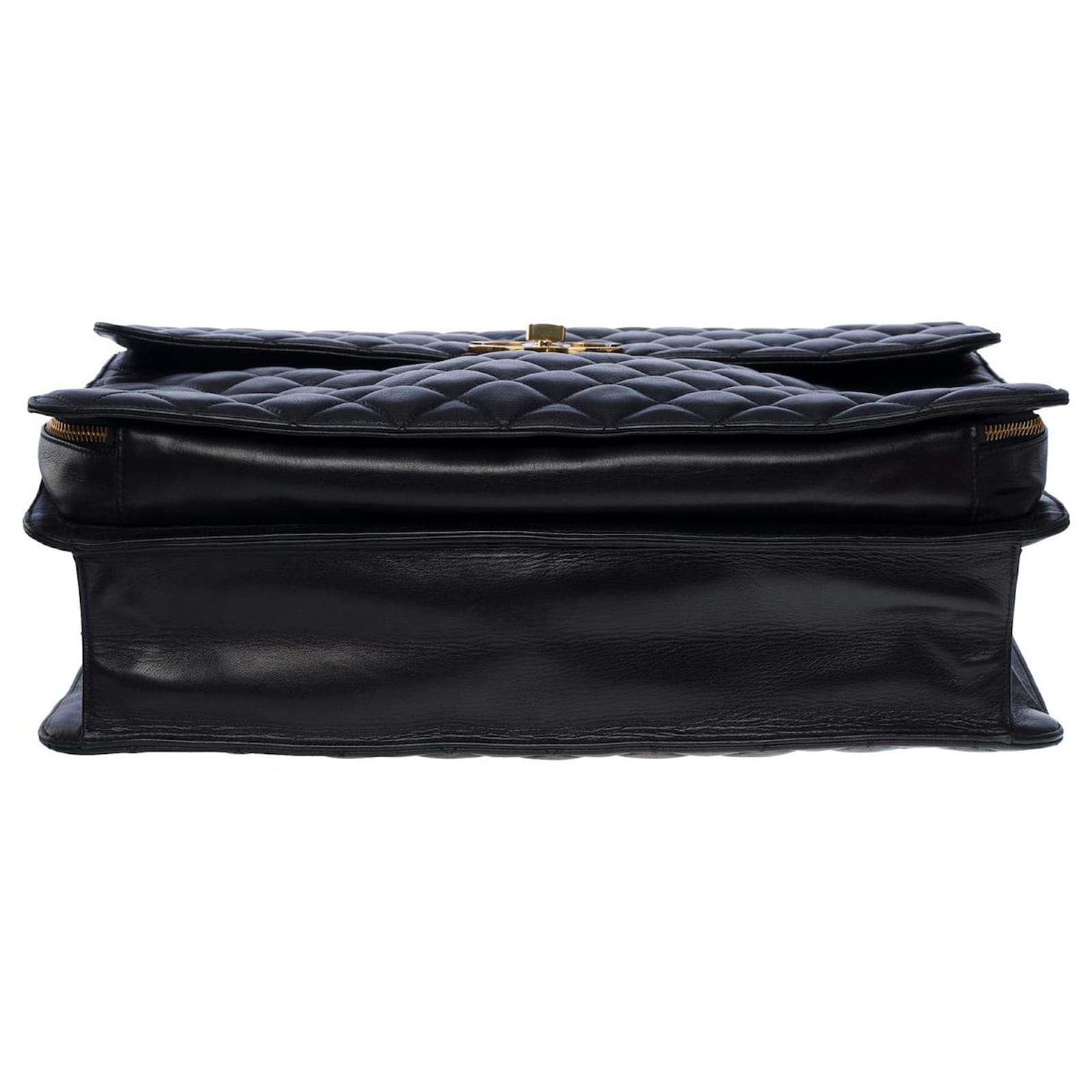Chanel black leather crossbody briefcase-101091 Lambskin ref