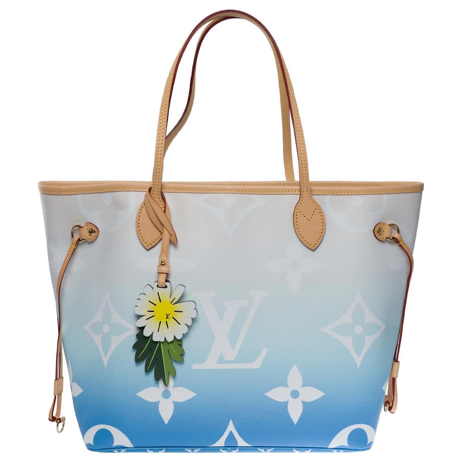 Louis Vuitton neverfull mm by the pool tote bag in blue and white