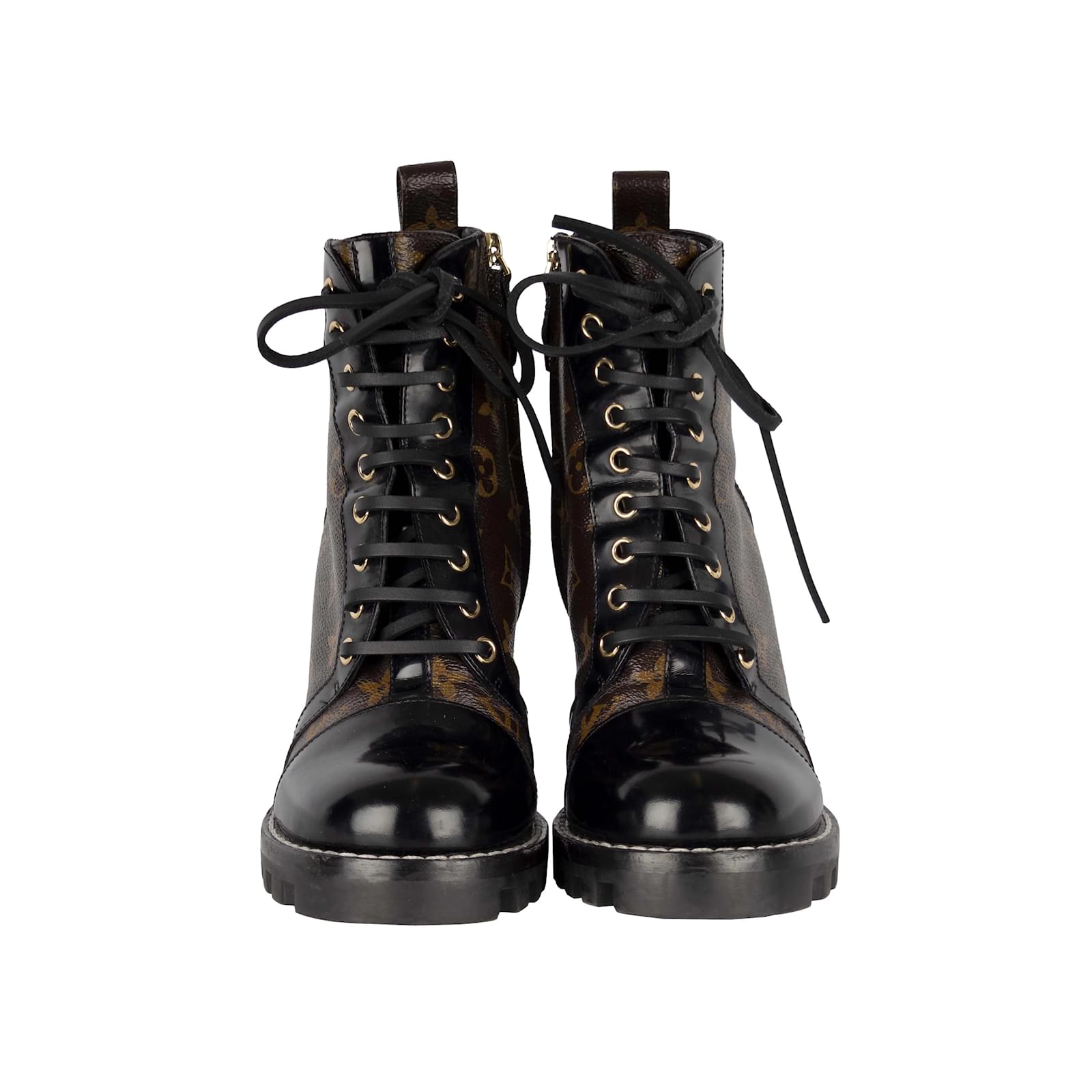 Louis Vuitton Pink/Black Leather Gamble Diva Boots Size 7.5/38