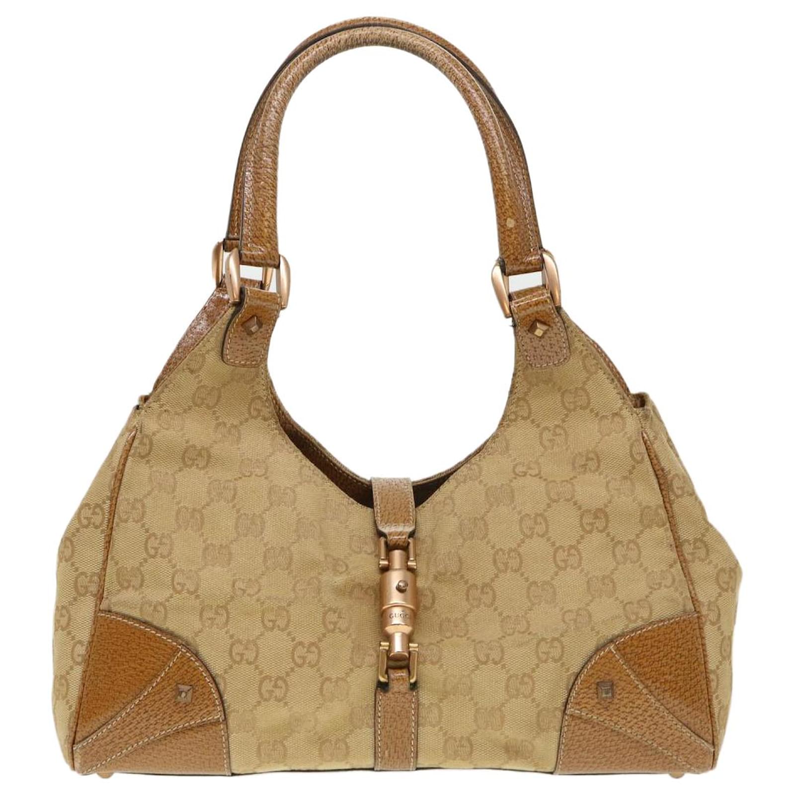 GUCCI GG Canvas Jackie Shoulder Bag Beige 124407 Auth yk6226