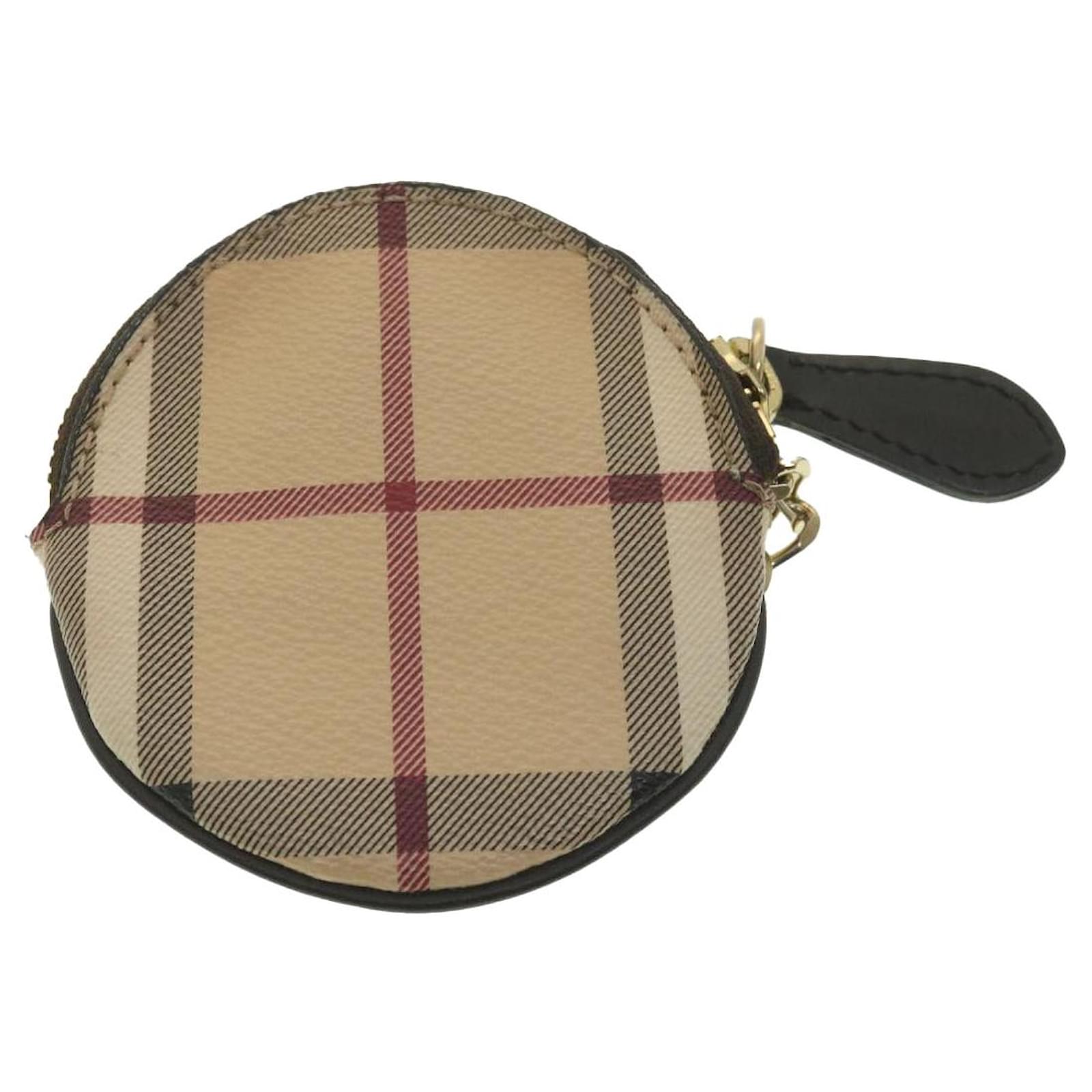 BURBERRY Nova Check Coin Purse PVC Leather Beige Black Red