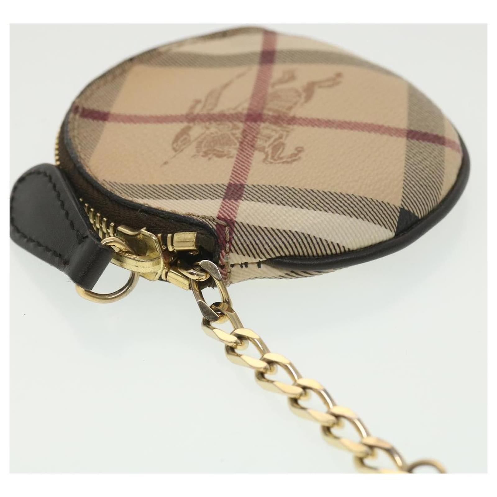BURBERRY Nova Check Coin Purse PVC Leather Beige Black Red