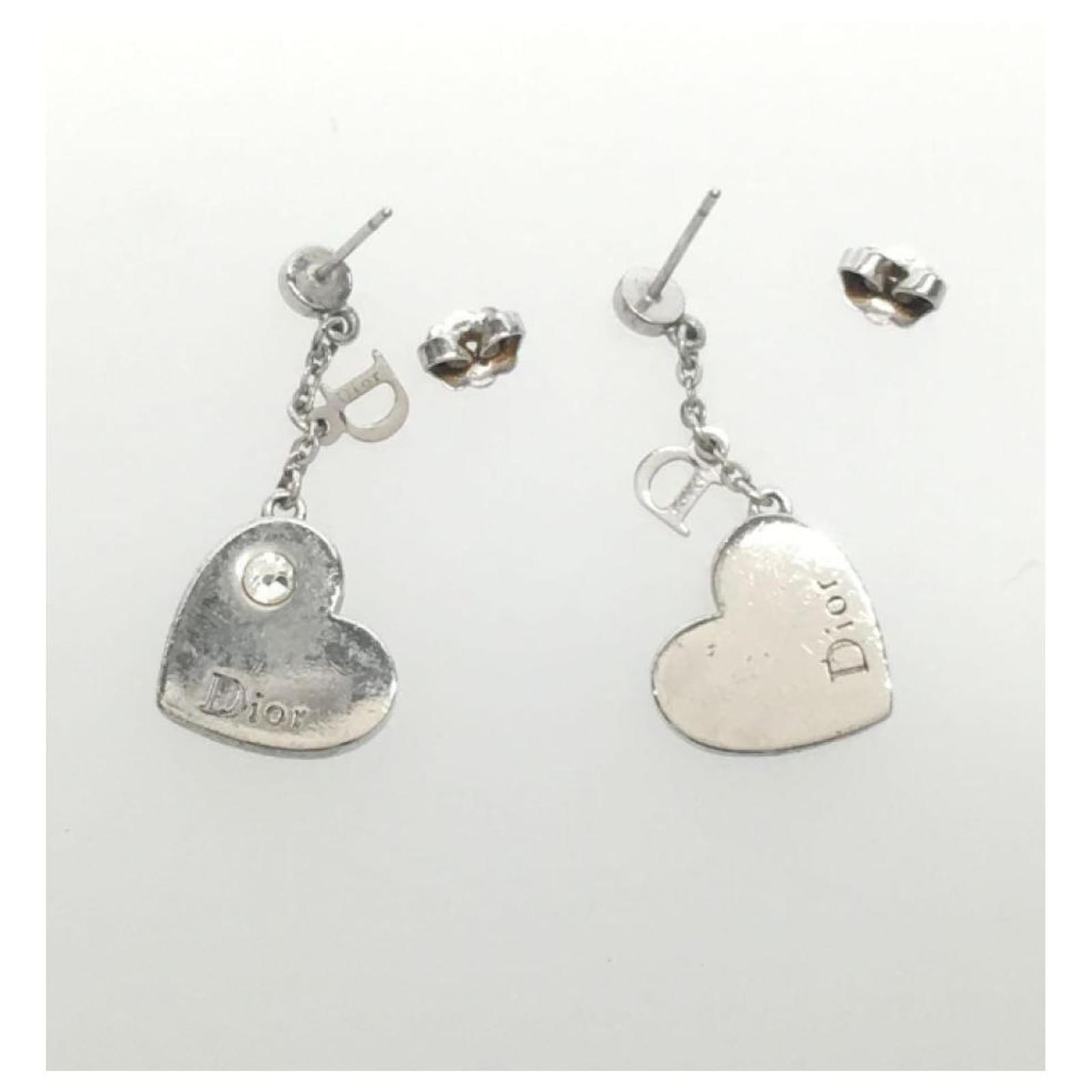 Christian Dior Heart Motif Earrings Silver hardware ref.861424  