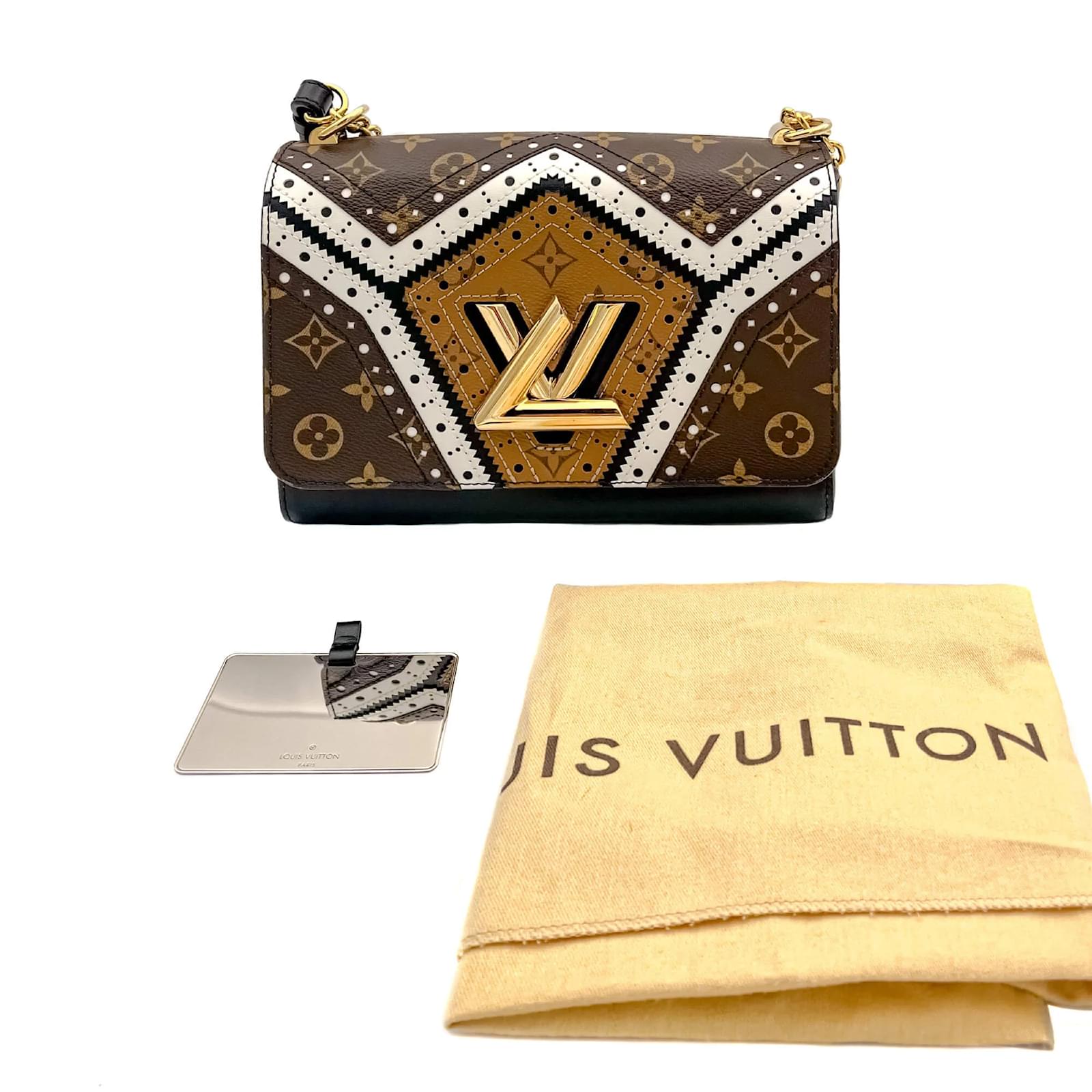 Louis Vuitton Veau Satin Monogram Twist Wallet On Chain - Brown