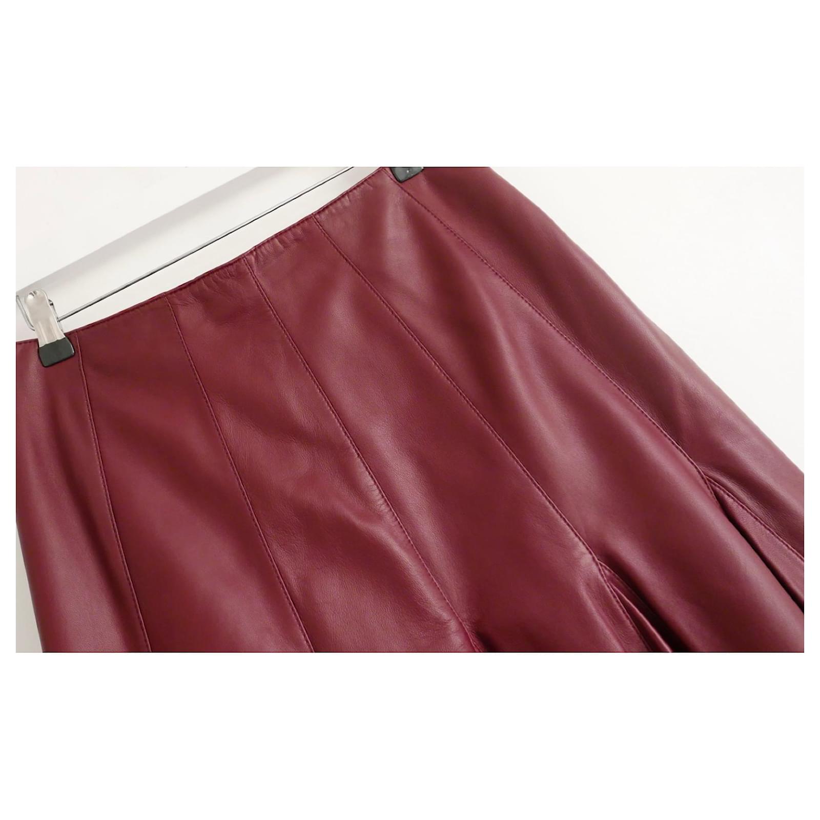 Joseph red shop leather skirt