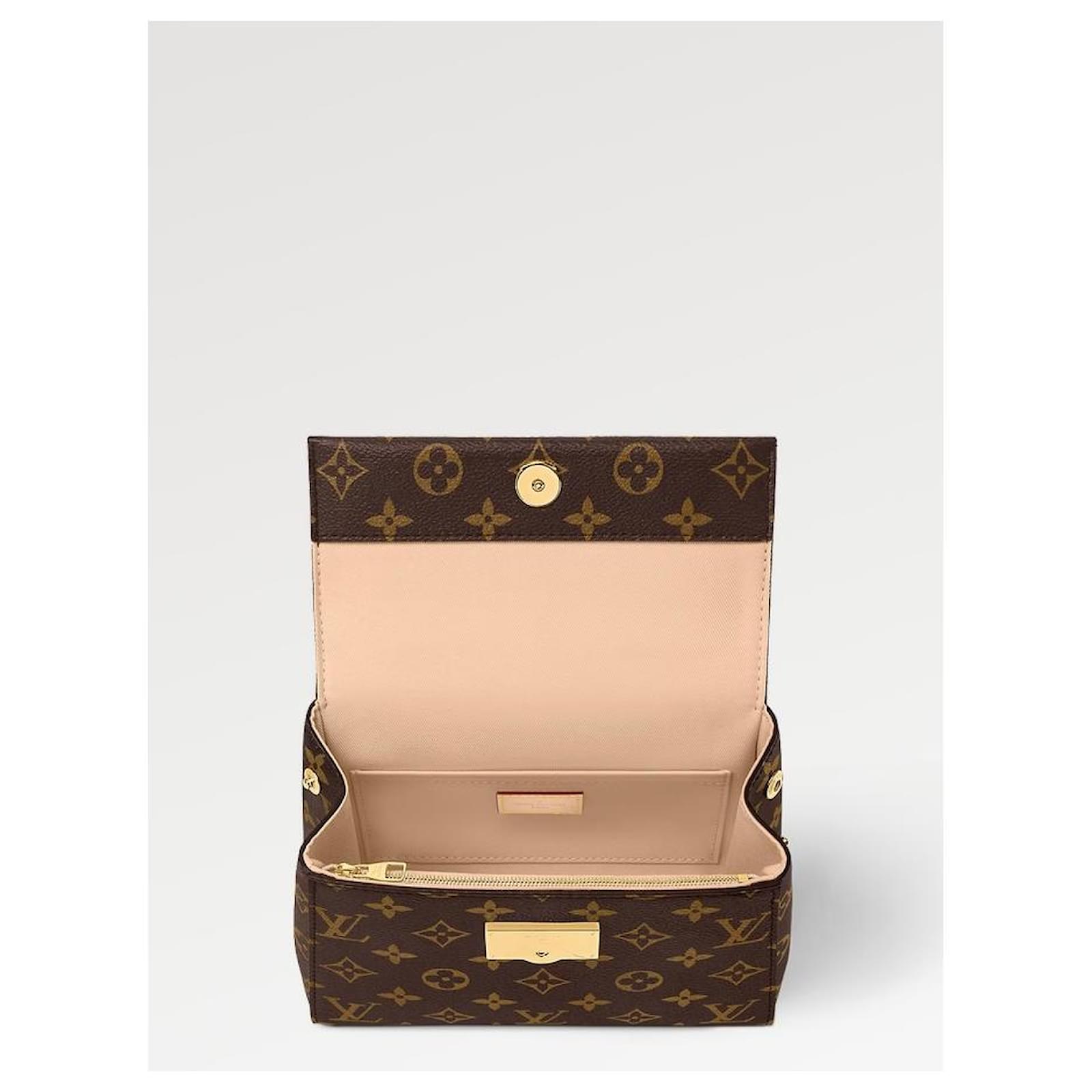 Cluny Mini Monogram Canvas Handbag Brown Strap Nude