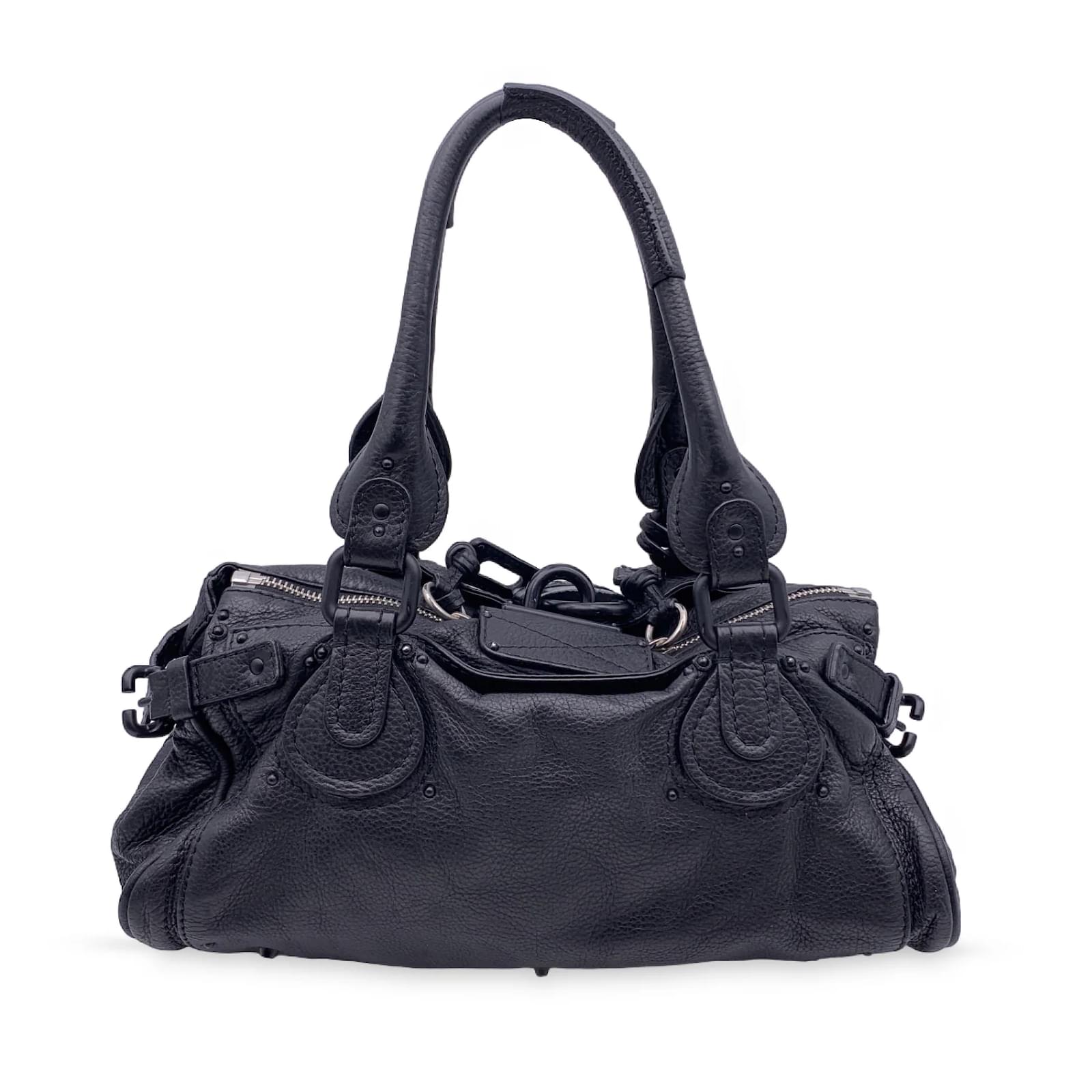 Chloé Black Hardware Leather Paddington Bag Satchel Handbag