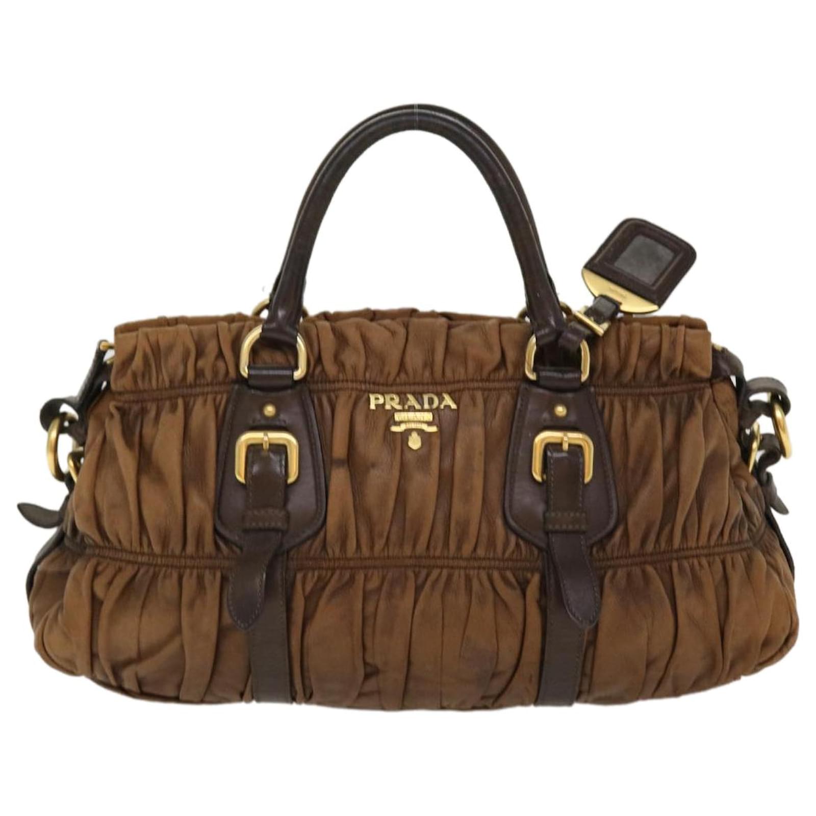 バッグ PRADA Brown Leather Bag 2way PRADA Shoulder Bag Leather 2way Brown Auth th3466 ref.864480