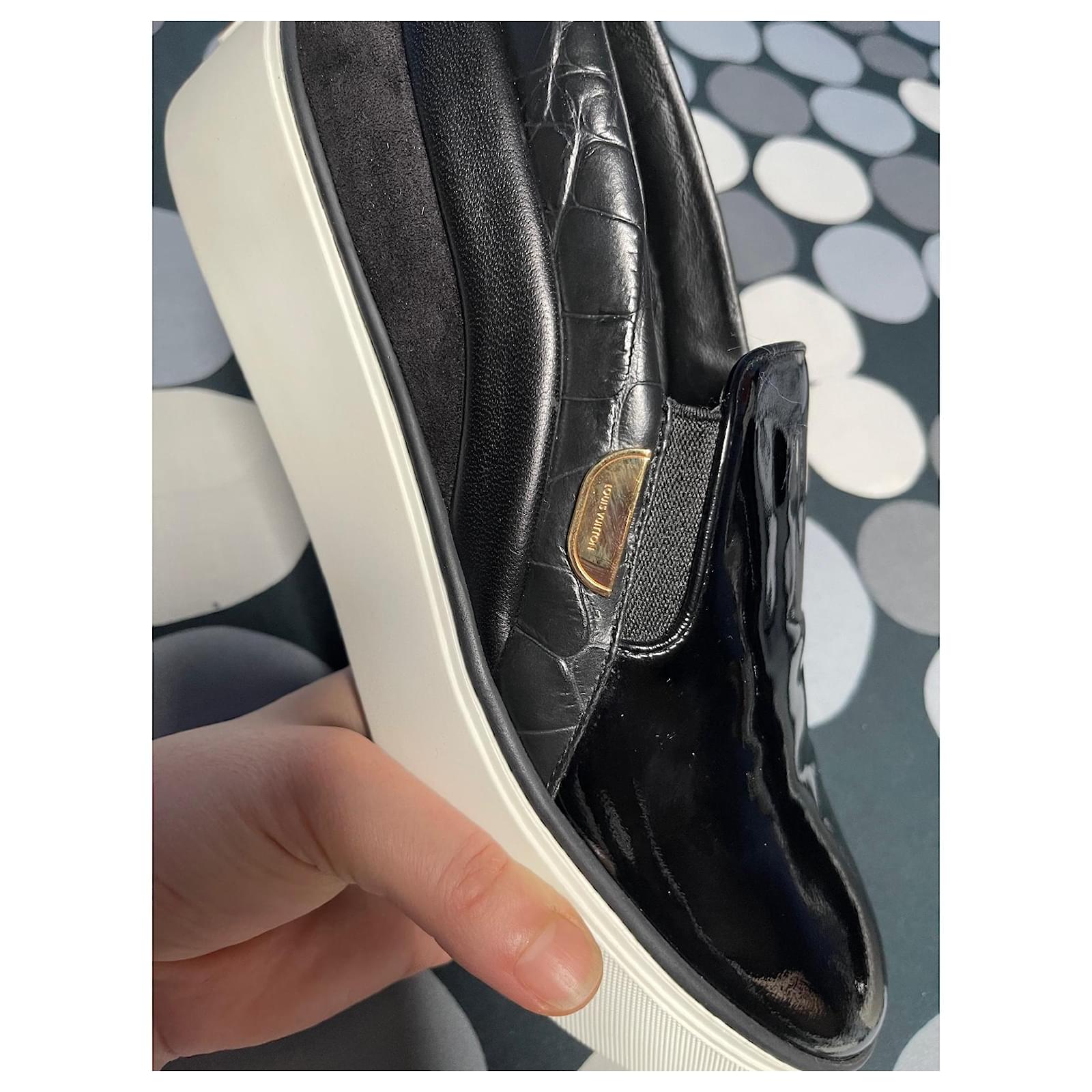 Louis Vuitton Sneakers Black Leather Patent leather Deerskin ref