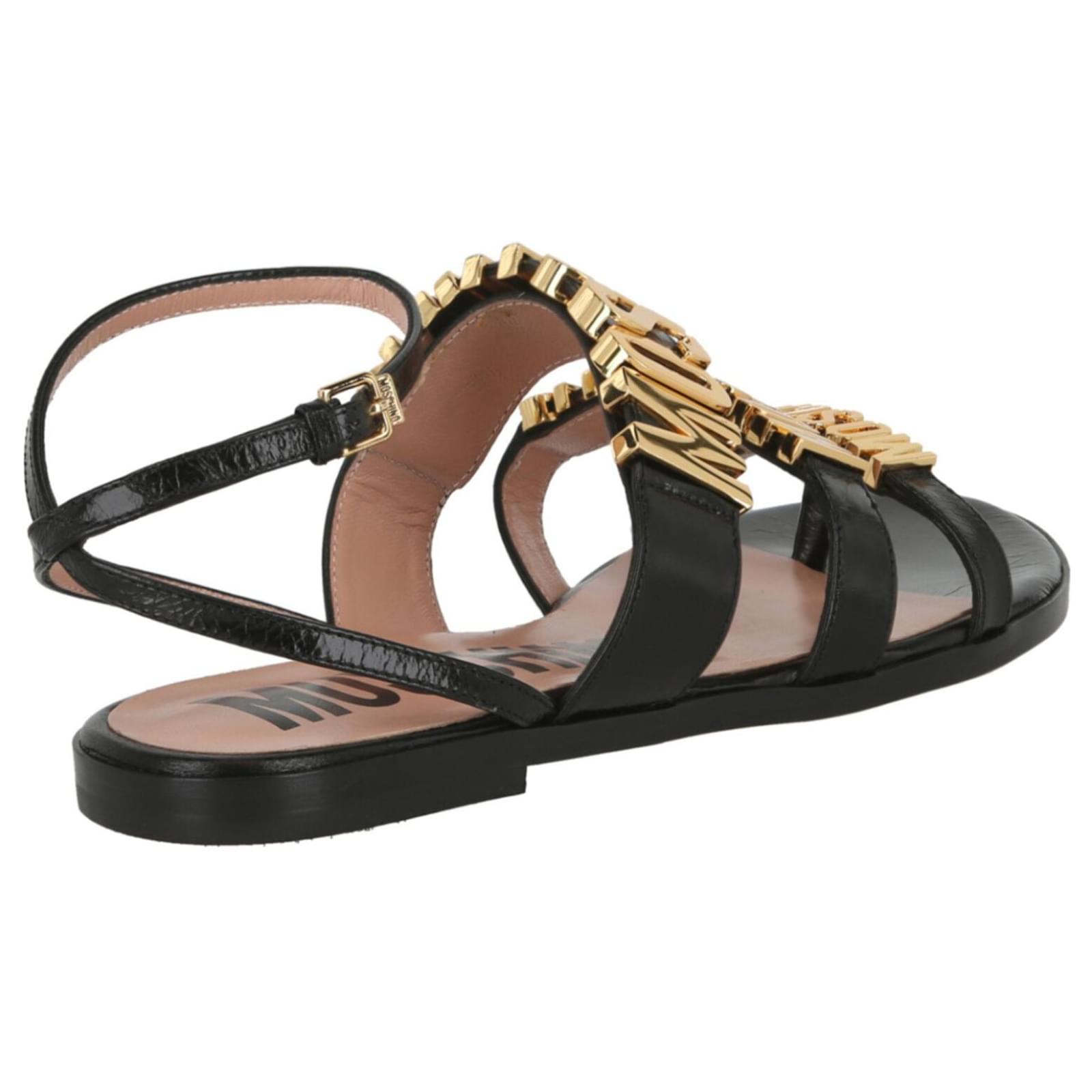 Moschino logo-plaque sandals - Black