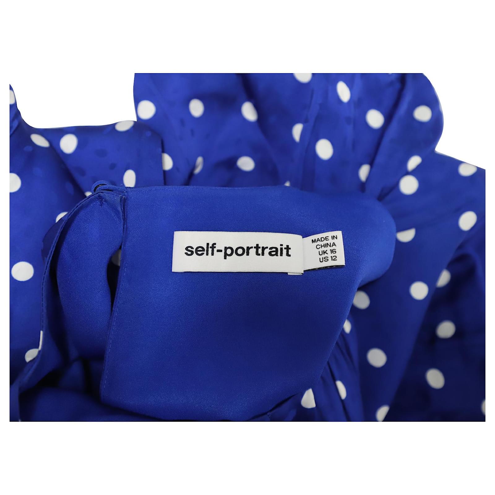 Self Portrait Polka Dot Maxi Dress with Pussy Bow Neckline & Detachable Belt - Black & White (UK 10) main image 0