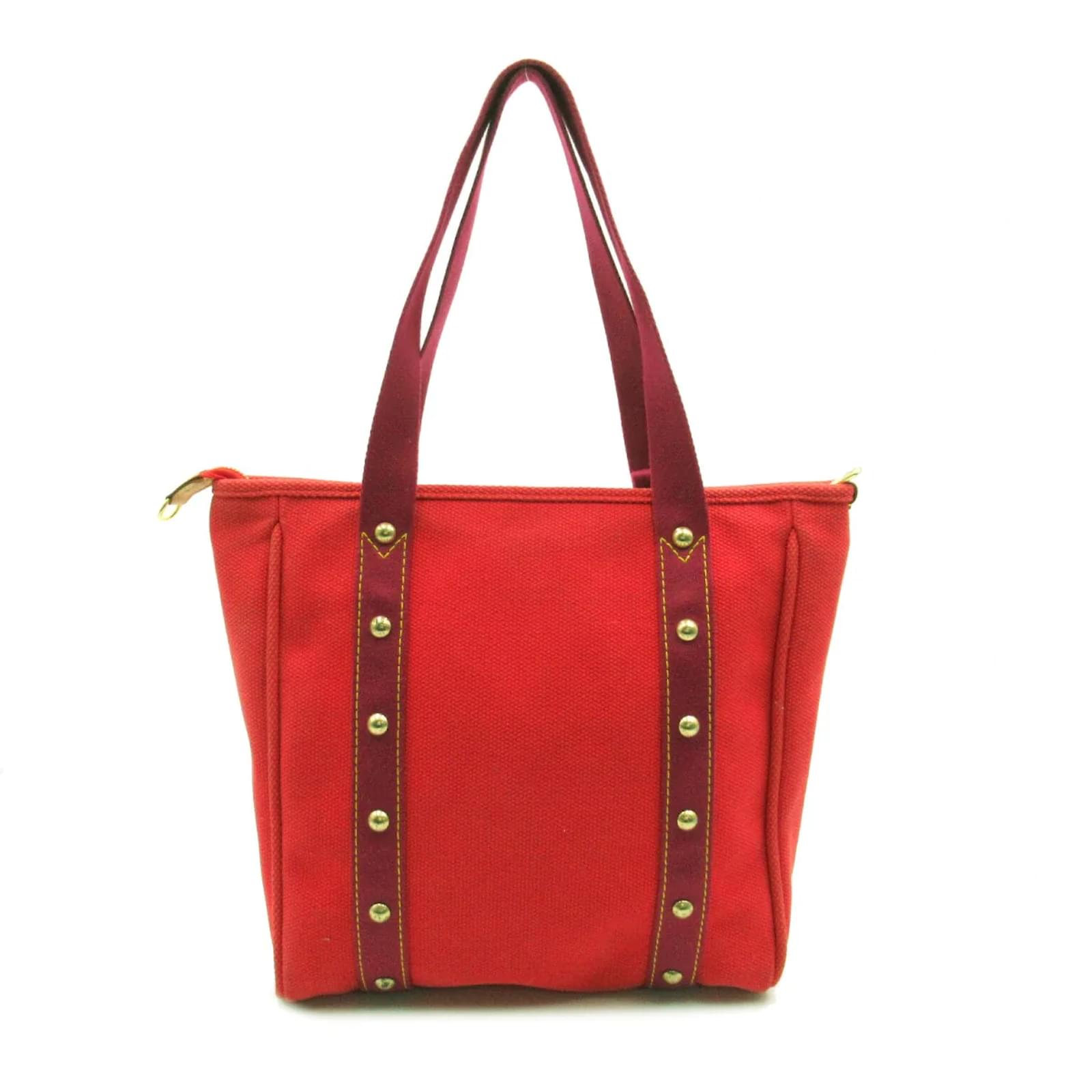 Louis Vuitton Antigua Cabas MM M40034 Red Cloth ref.870644 - Joli Closet