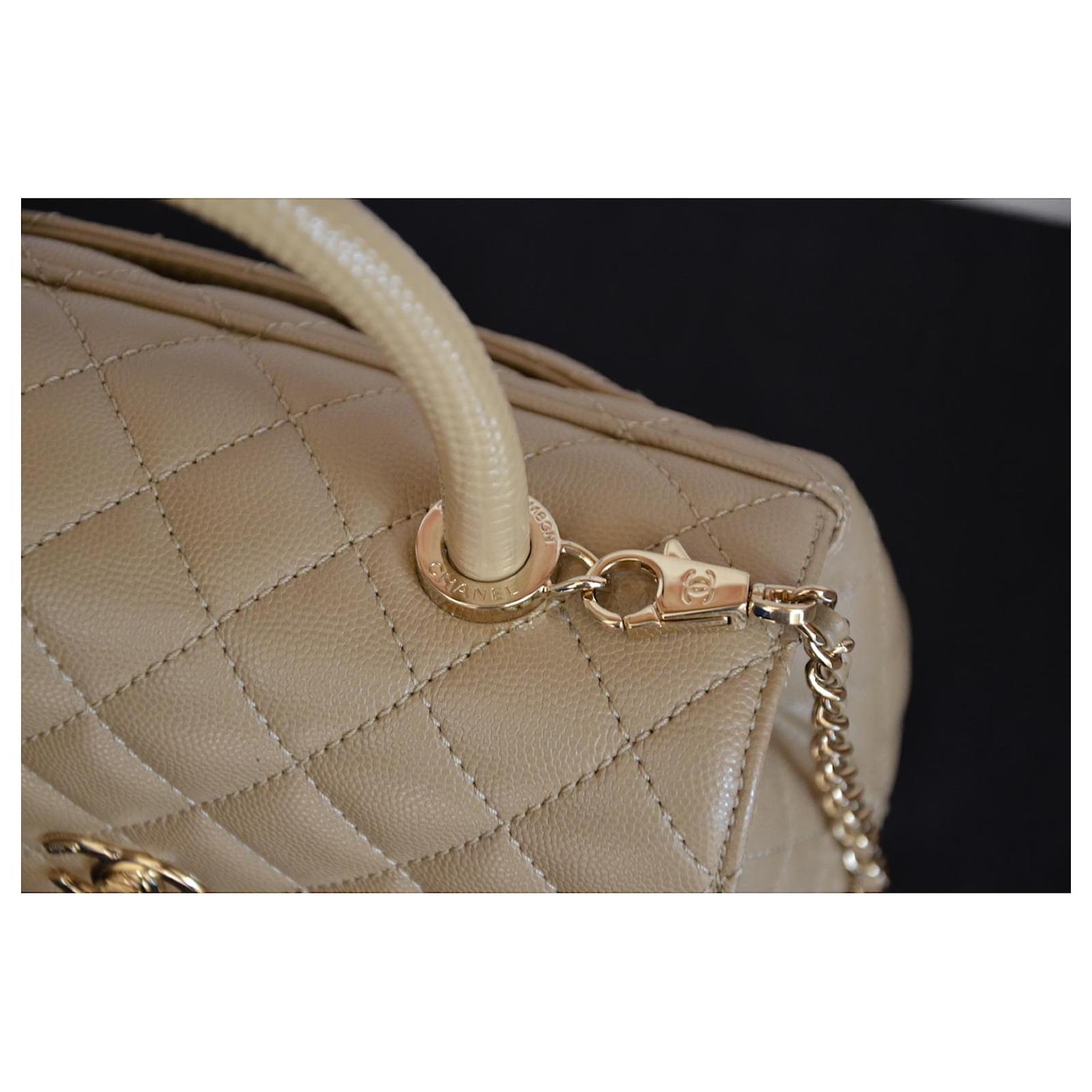 Chanel coco handle bag Beige Gold hardware Leather ref.871297 - Joli Closet
