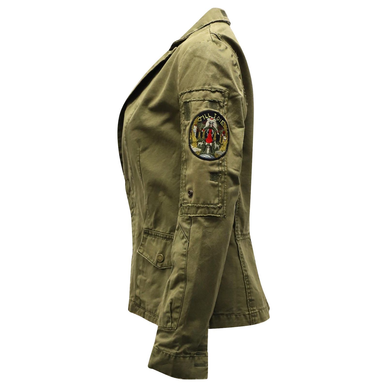 Zadig & Voltaire Virginia Grunge Military Jacket in Olive Green 