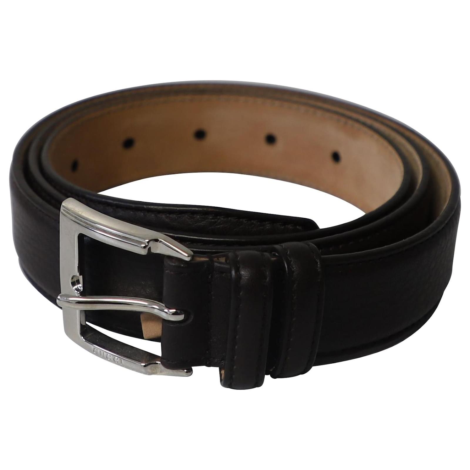 gucci 95/38 Square Buckle Belt in Brown Leather ref.872597 - Joli Closet