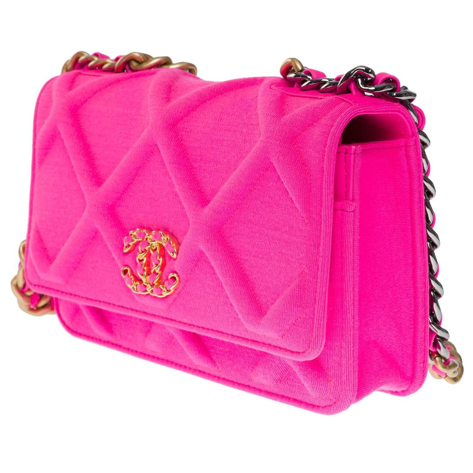 Chanel WALLET ON CHAIN CROSSBODY BAG (WOC) 19 pink cotton-101177 ref.872856
